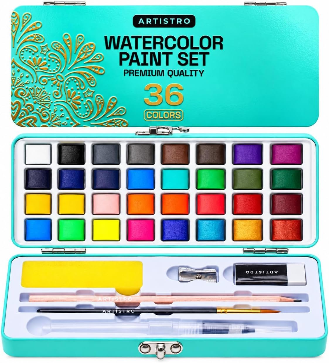 ARTISTRO Vivid Watercolor Paint Set with Palette & Brush Pens
