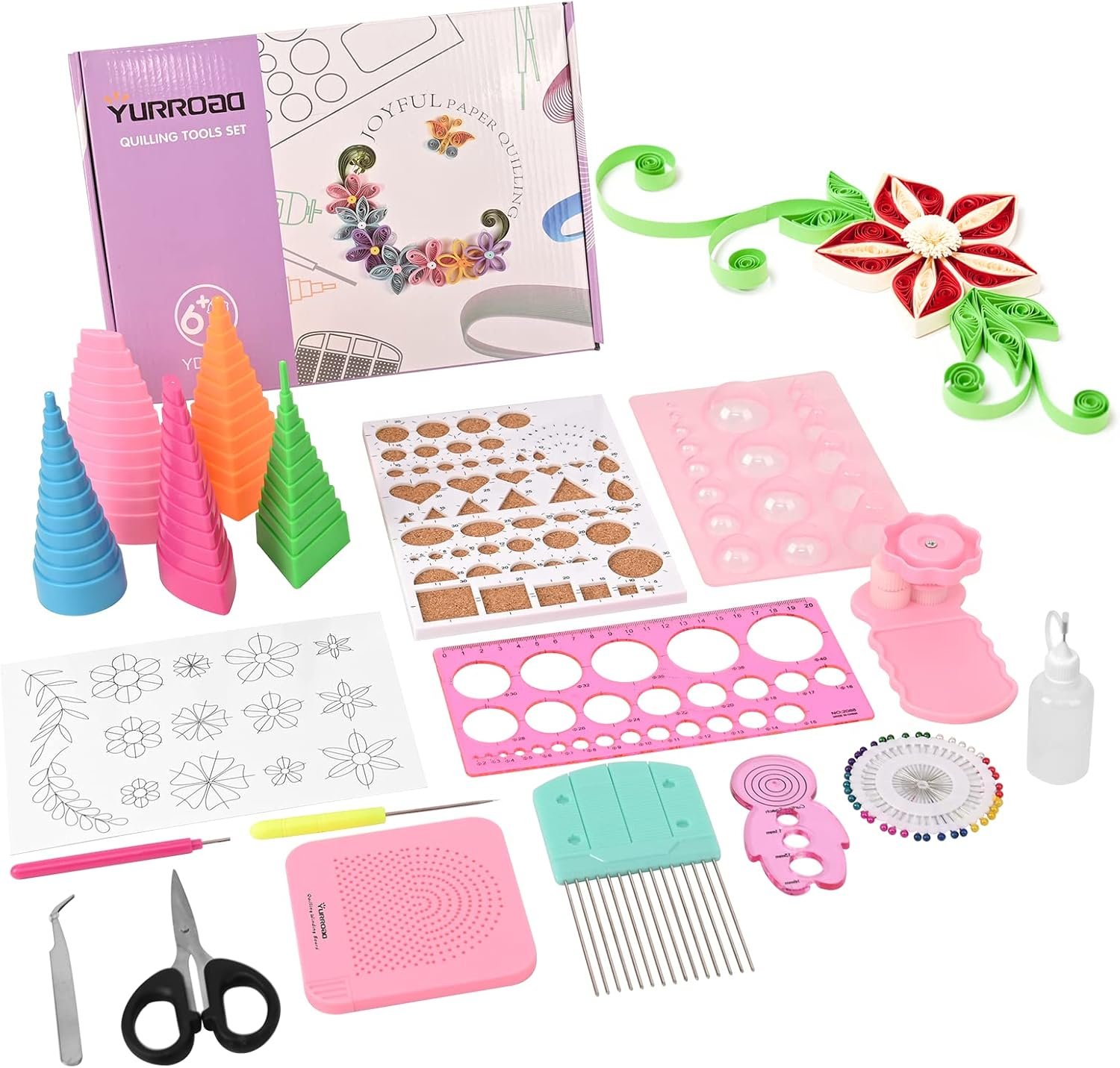 YURROAD 19-Piece Beginner Paper Quilling Tool Kit for 2D and 3D Paper Art
