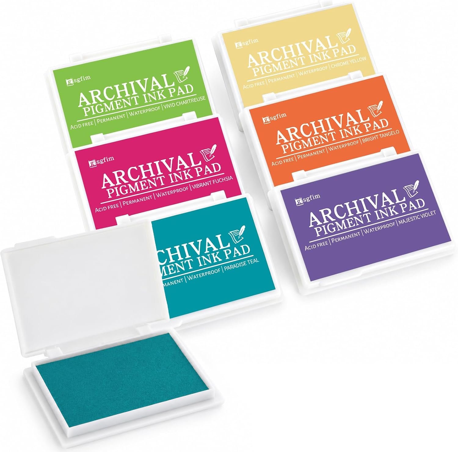 gisgfim 6 Pcs Archival Pigment Waterproof Ink Pad for Stamps (Colorful)