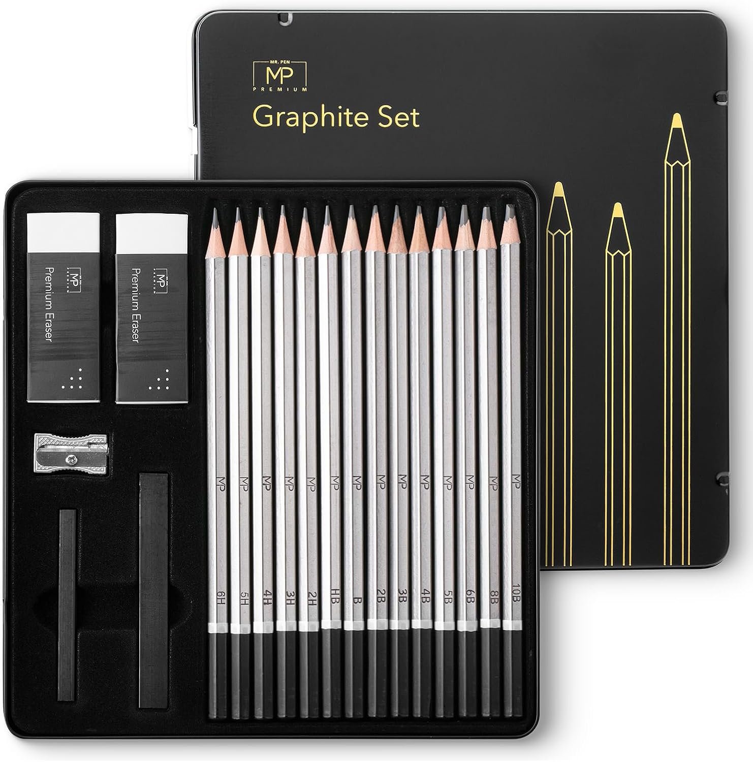 Mr. Pen- Drawing Sketching Pencil Set, 19 pcs, Graphite Pencils (10B-6H)