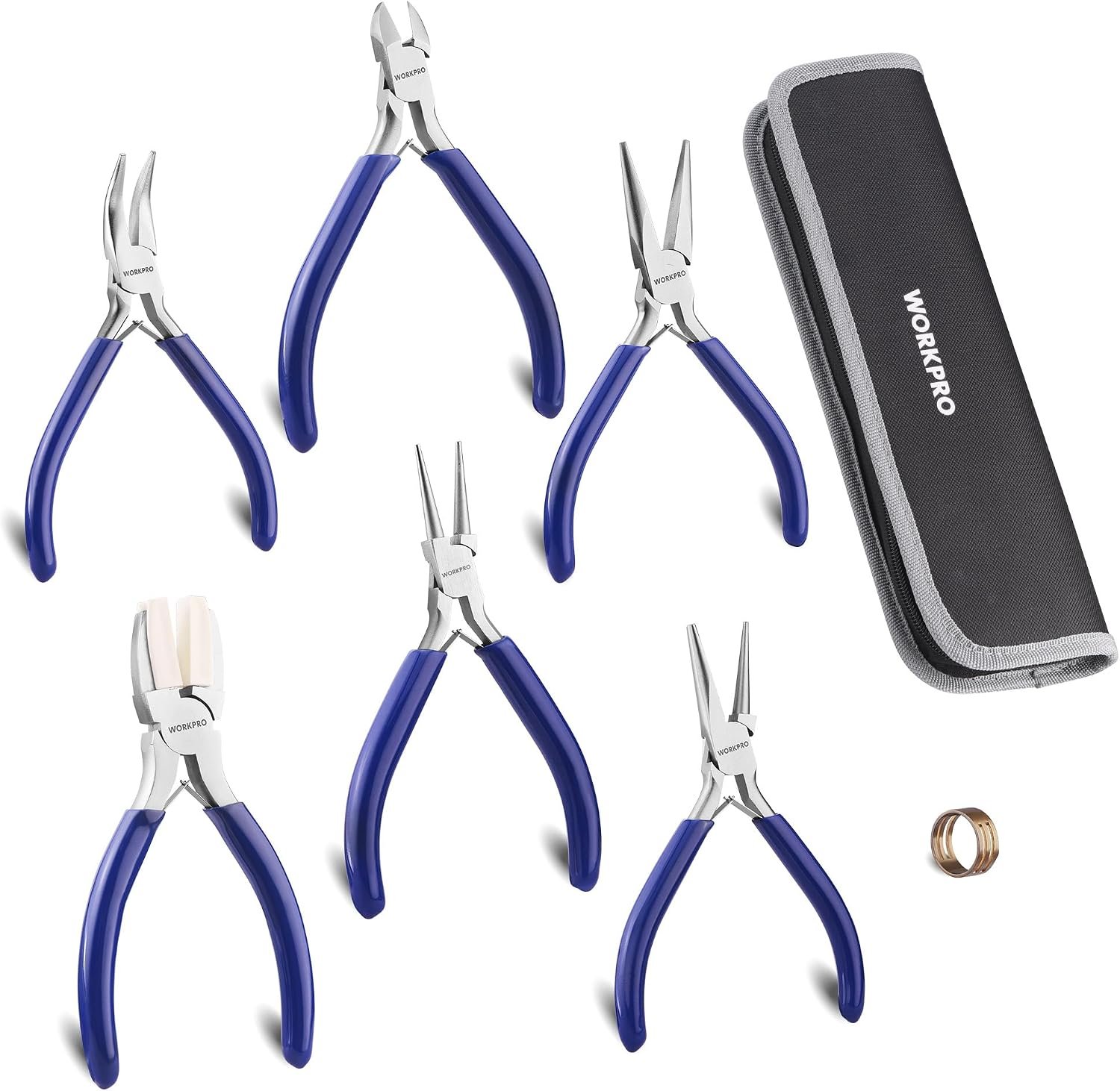 WORKPRO Jewelry Pliers Set, 7-Piece Jewelry Making Tools Kit with Pouch