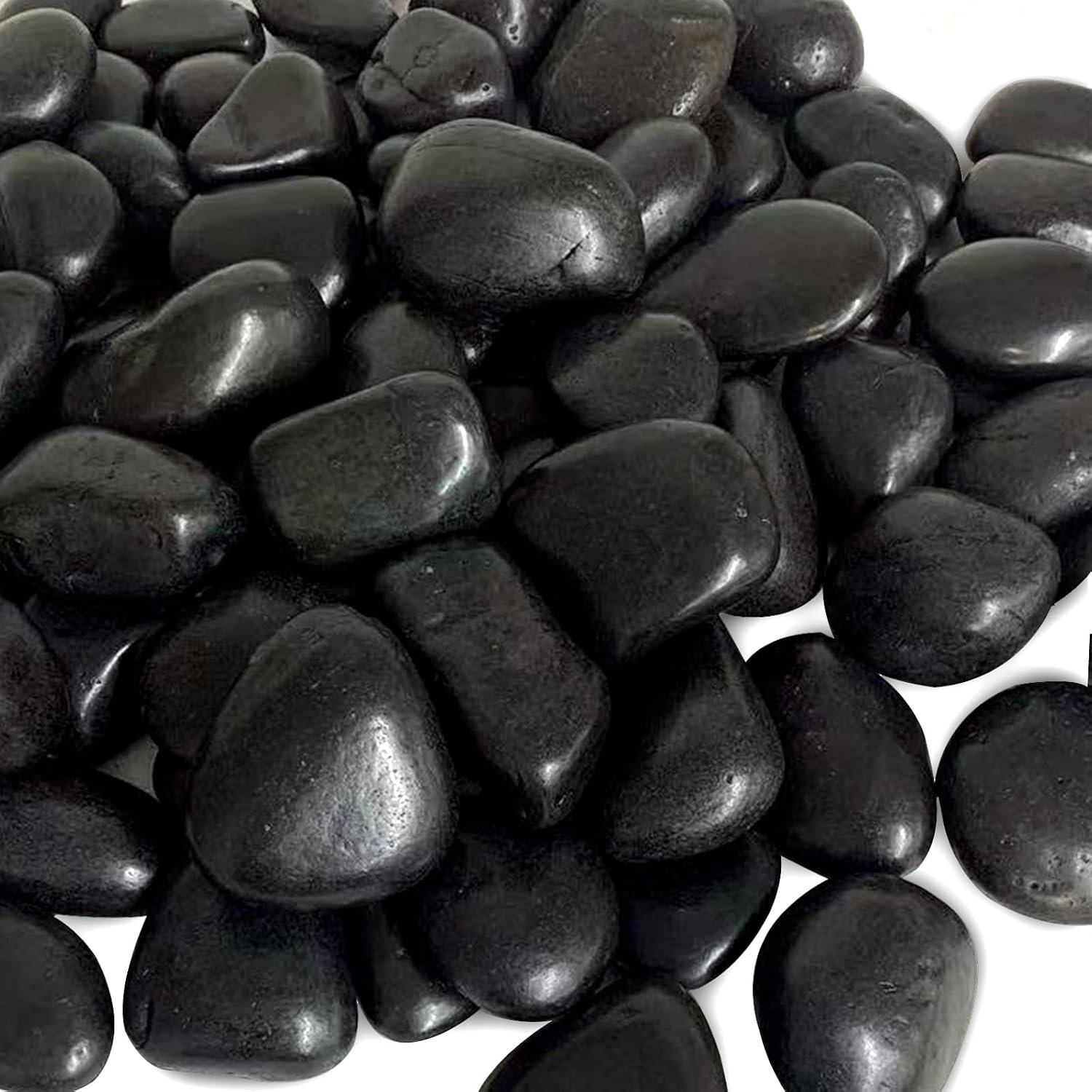 FANTIAN 5 lbs Black River Rocks, 2-3 Inch Polished Pebbles for Indoor Plant
