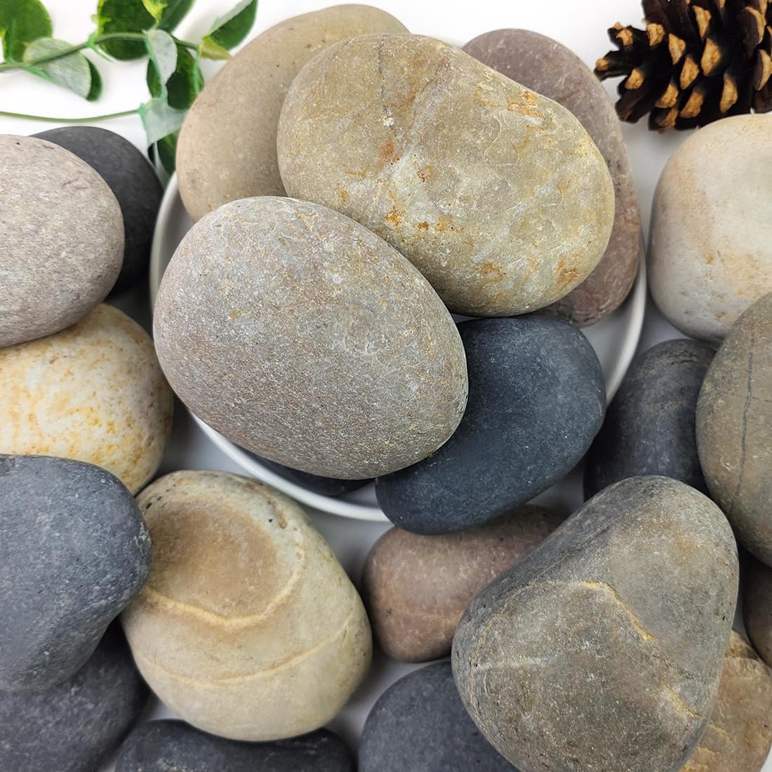 YISZM 20lbs Natural River Rocks, 3″-4″ Premium Pebbles for Garden