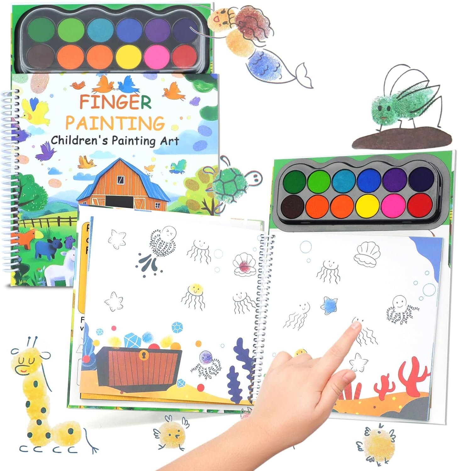 Finger Paint, Finger Painting for Toddlers, Hardcover Travel Finger Paint