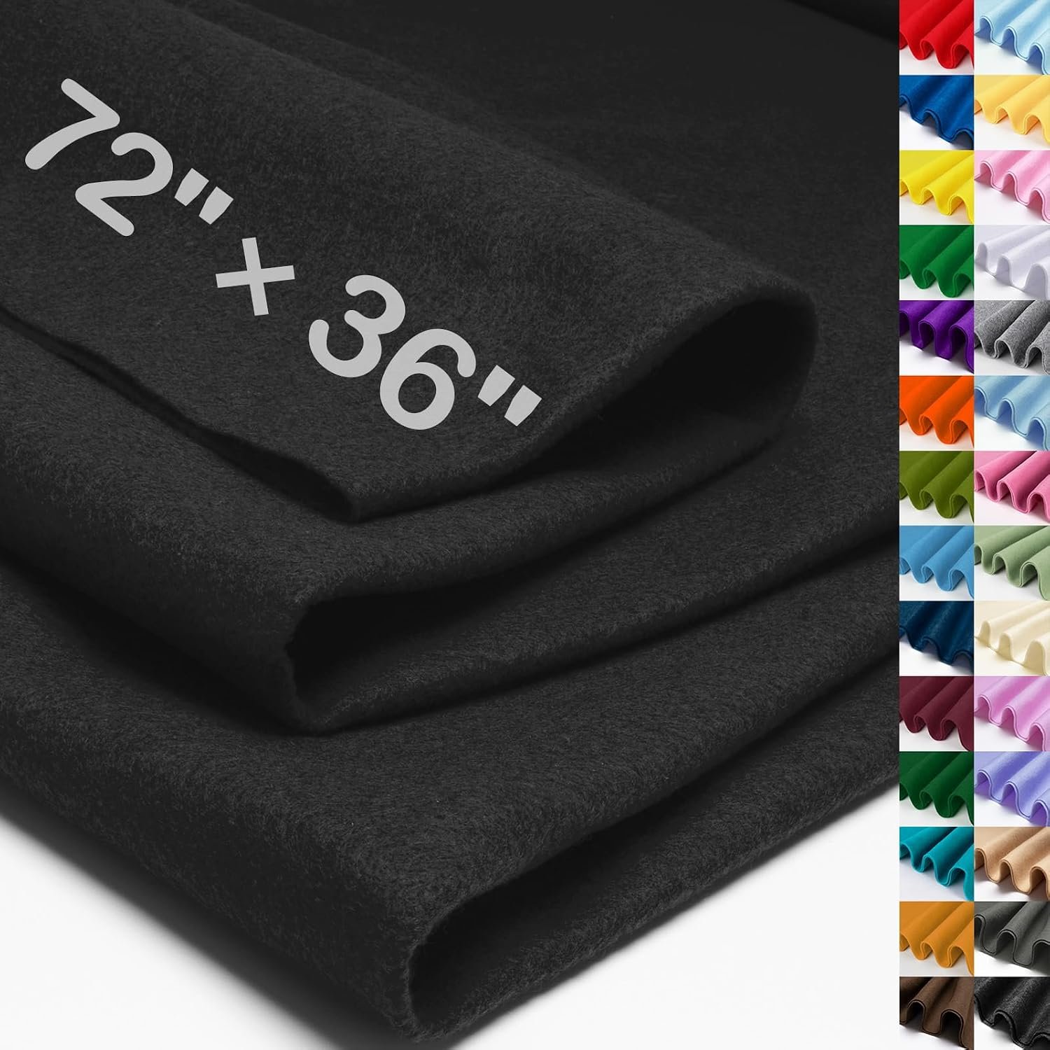 XSEINO Black Large Felt Fabric 72″ X 36 “(2 Square Yards), 1.4 mm Thick Soft Felt Fabric Sheet for Crafts, Black Series Colors Soft Nonwoven Fabric, Fit for Decoration, Sewing, DIY Crafts