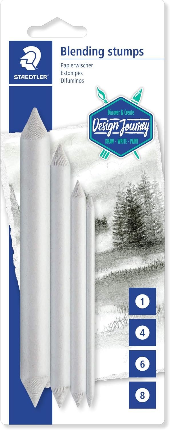Staedtler Blending Stump Set, for Pastels, Graphite, Charcoal, Artist Blender, Pack of 4 Assorted Sizes, 5426-S BK4