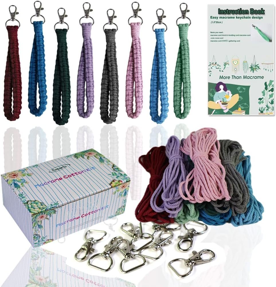 Ewparts Adult DIY Craft Keychain Making Kit Boho Macrame Keychain Kit
