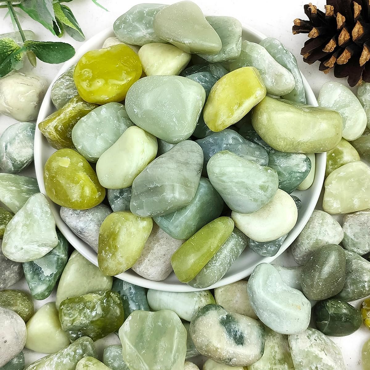 YISZM 5lbs Pebbles for Indoor Plants, 1-2 Inch Jade High Polished River Rocks Outdoor Decorative Stones Vase Filler Fish Tank Aquariums Landscaping Garden Outdoor and Indoor DIY