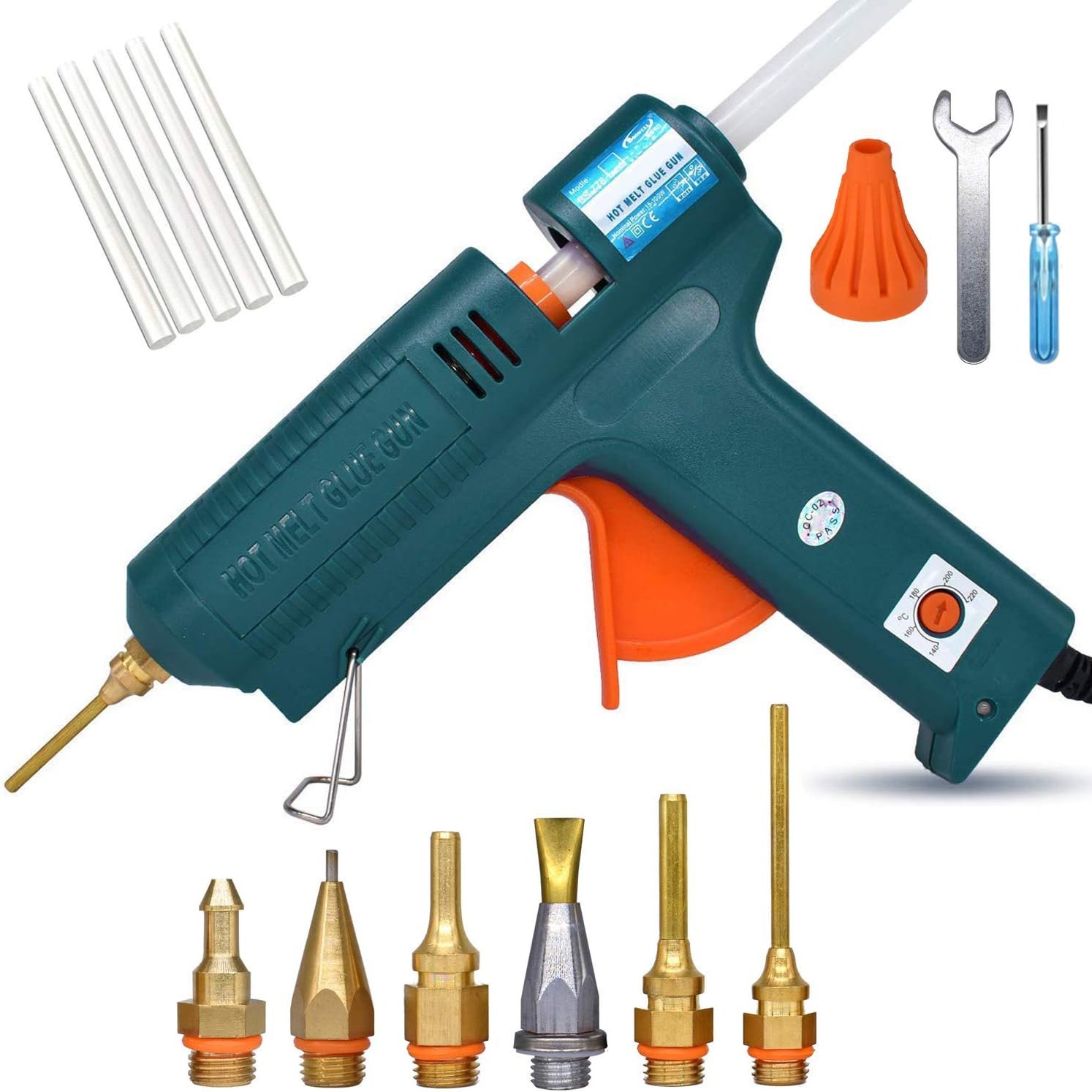 BOSWELL 150W Full Size Hot Glue Gun with 6 Copper Nozzles, Luxury Set