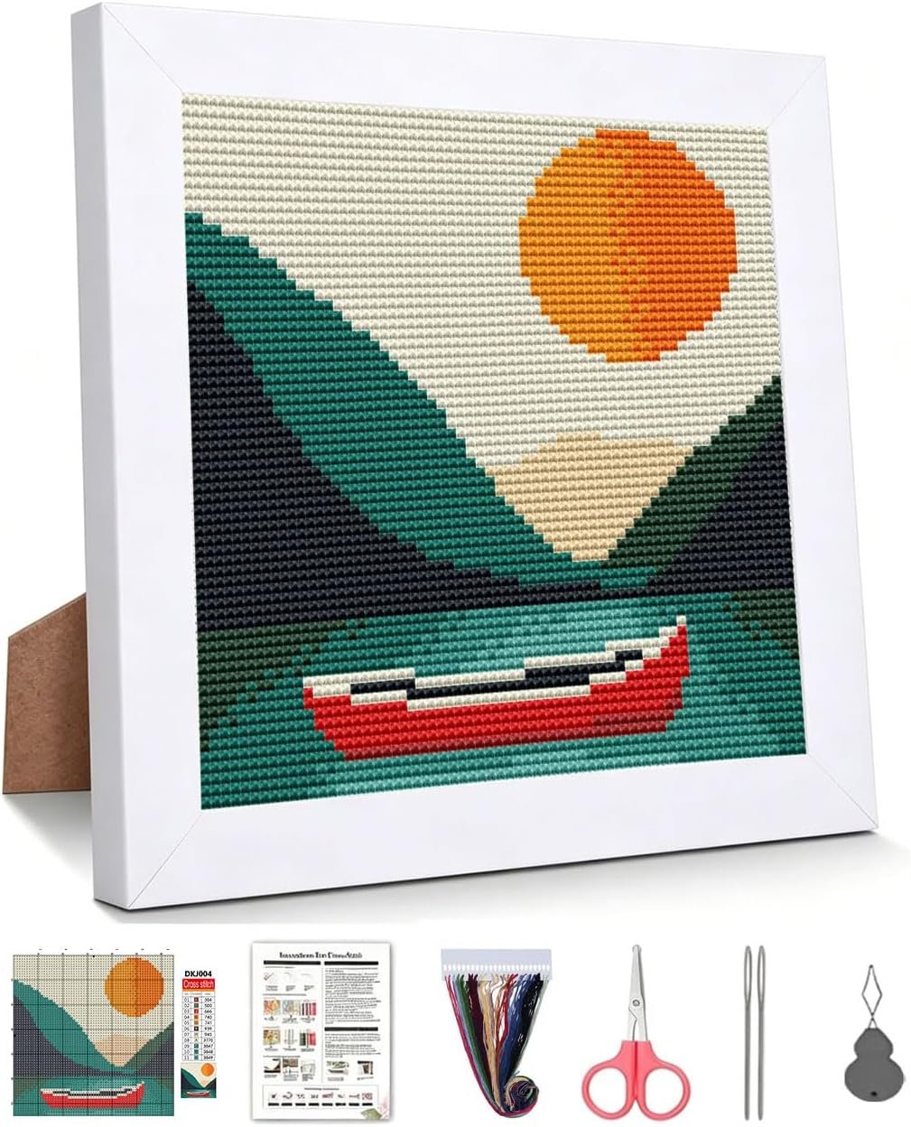 Mountains Landscape Stamped Cross Stitch Kits for Adults with Framed