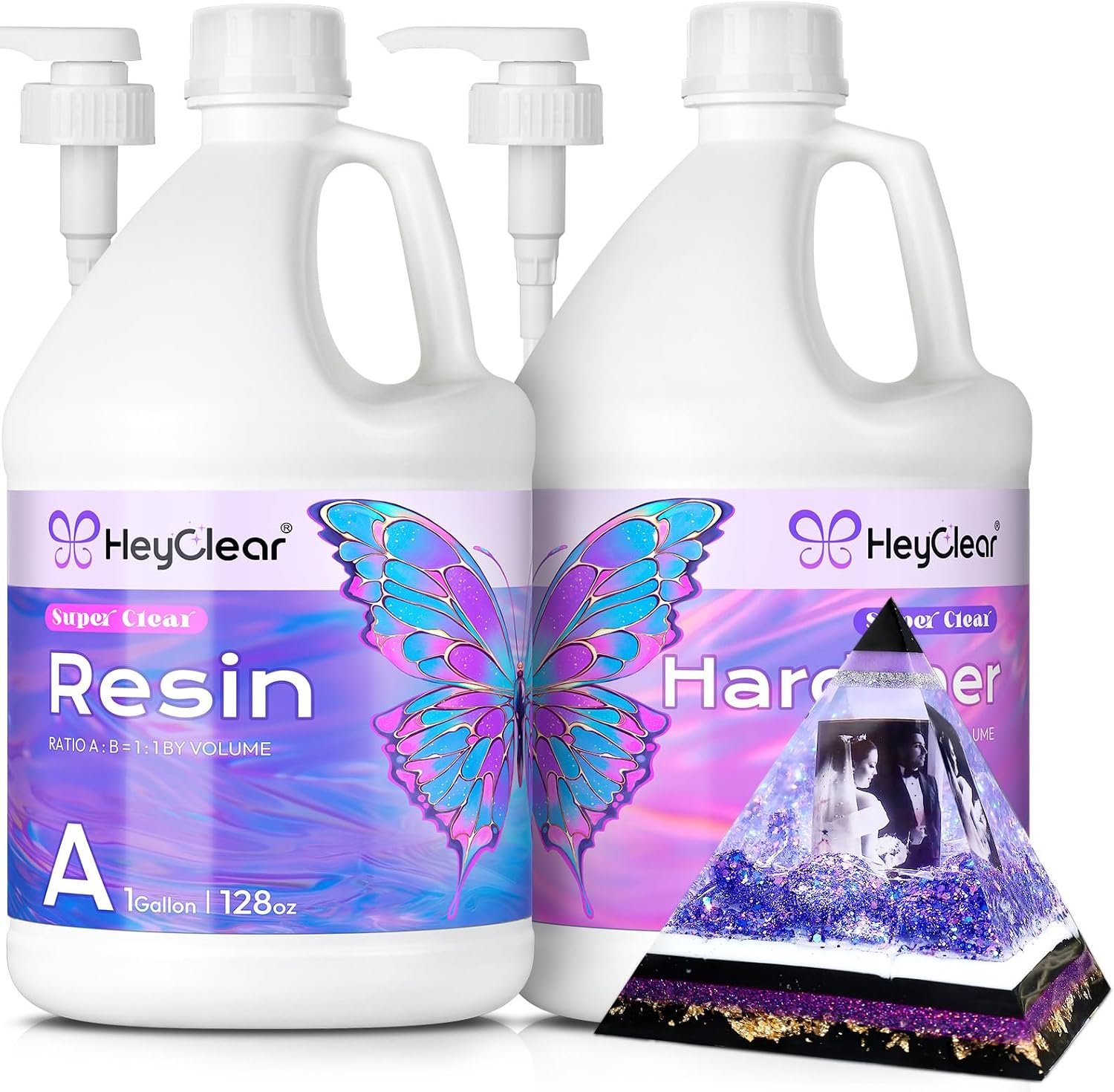 HeyClear 2 Gallon Epoxy Resin Kit with Pumps Crystal Clear, Hard for Crafts