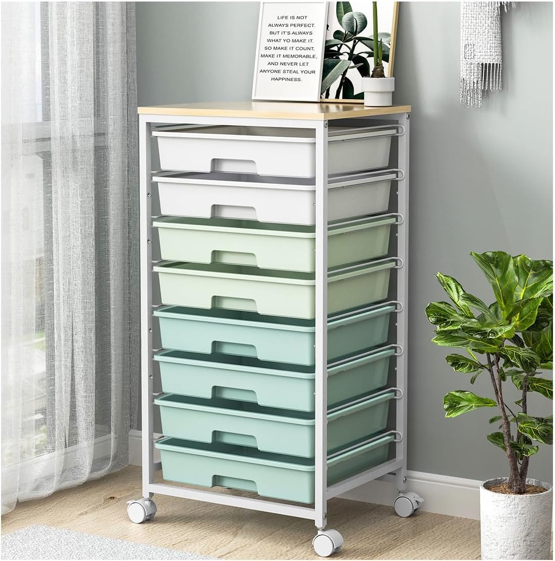 SYKIARIOL Rolling Cart with Drawers,Craft Organizers and Storage, Green