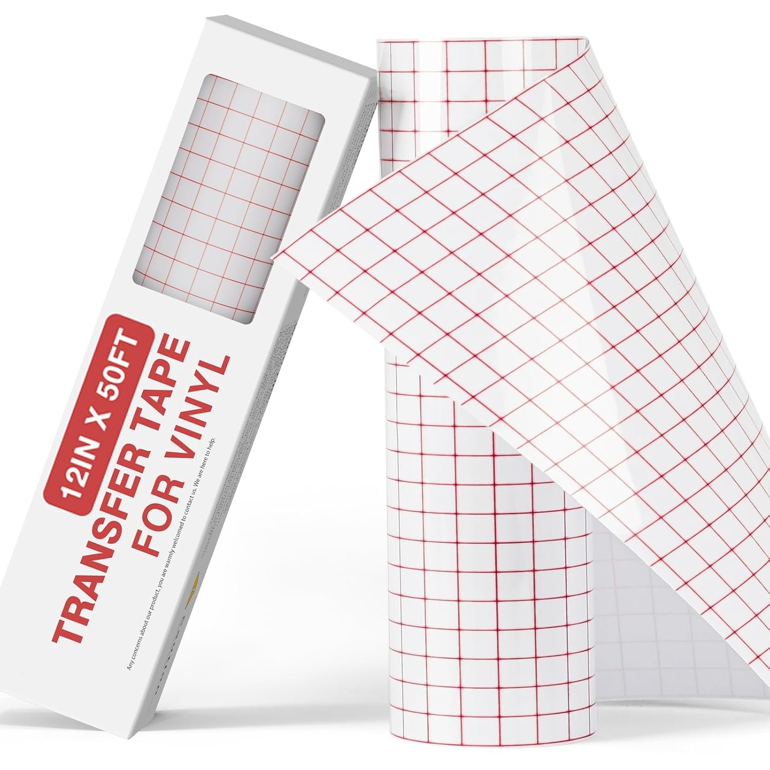 YRYM HT Transfer Tape for Vinyl, 12″ x 50 FT, Medium Tack, Red