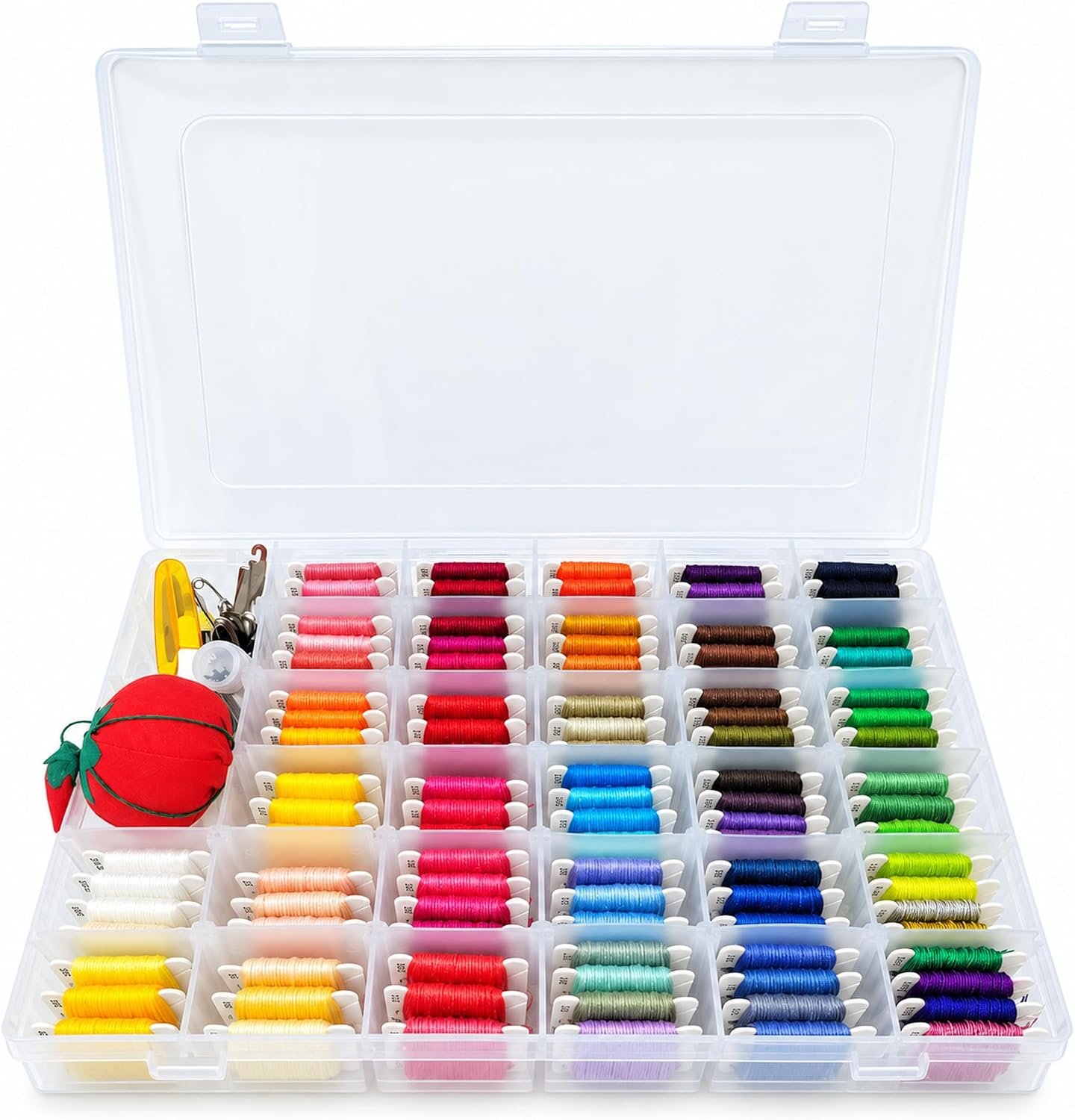 Peirich Embroidery Floss Kit with Pre-Wound Bobbins, Friendship Bracelets String Kit Embroidery Thread Cross Stitch Kits with Organizer Sewing Boxes Cross Stitch Tools – Gift for Christmas Birthday