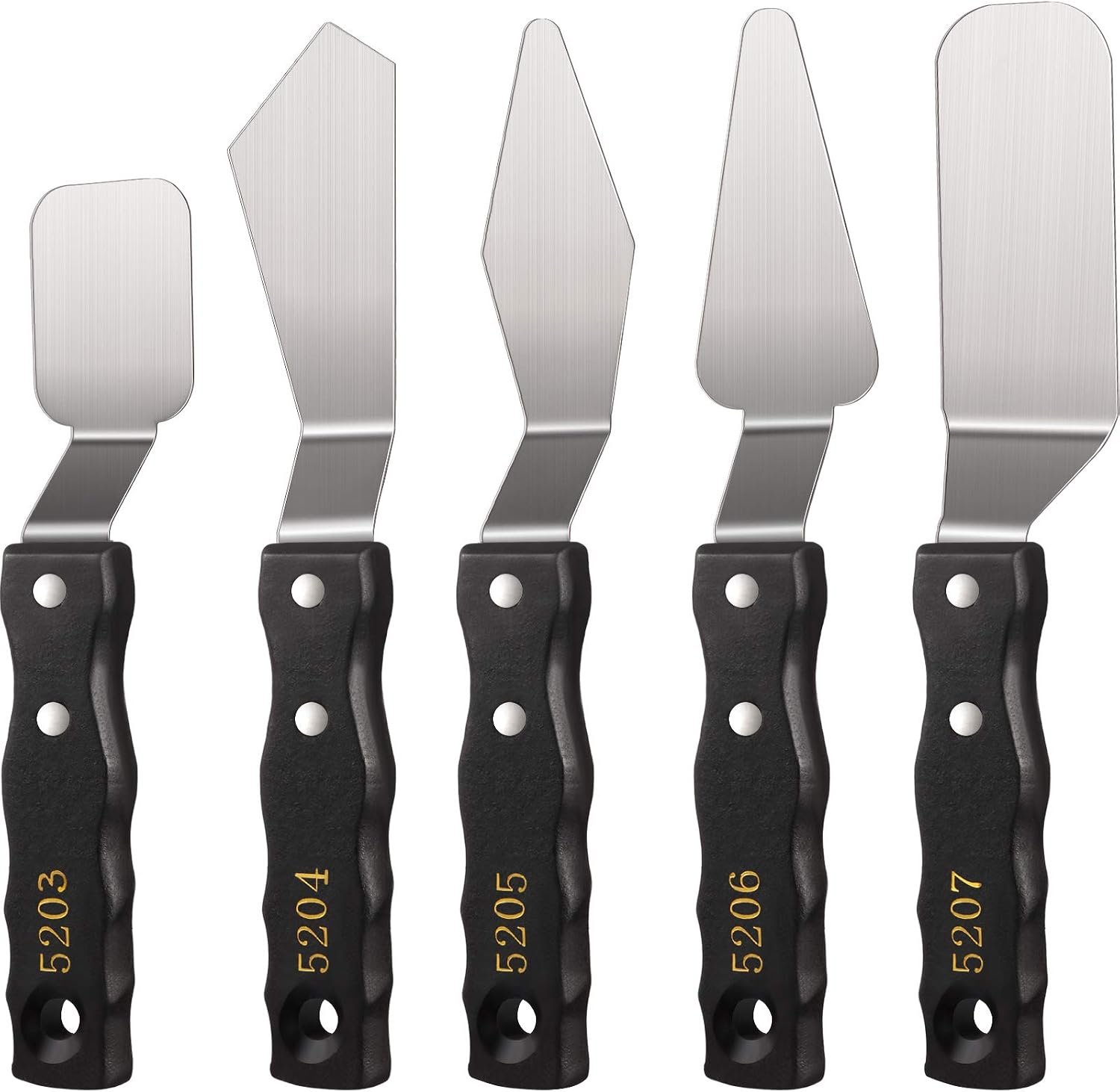 Honoson 5 Pcs Large Palette Knife Set, Stainless Steel Wood Handle