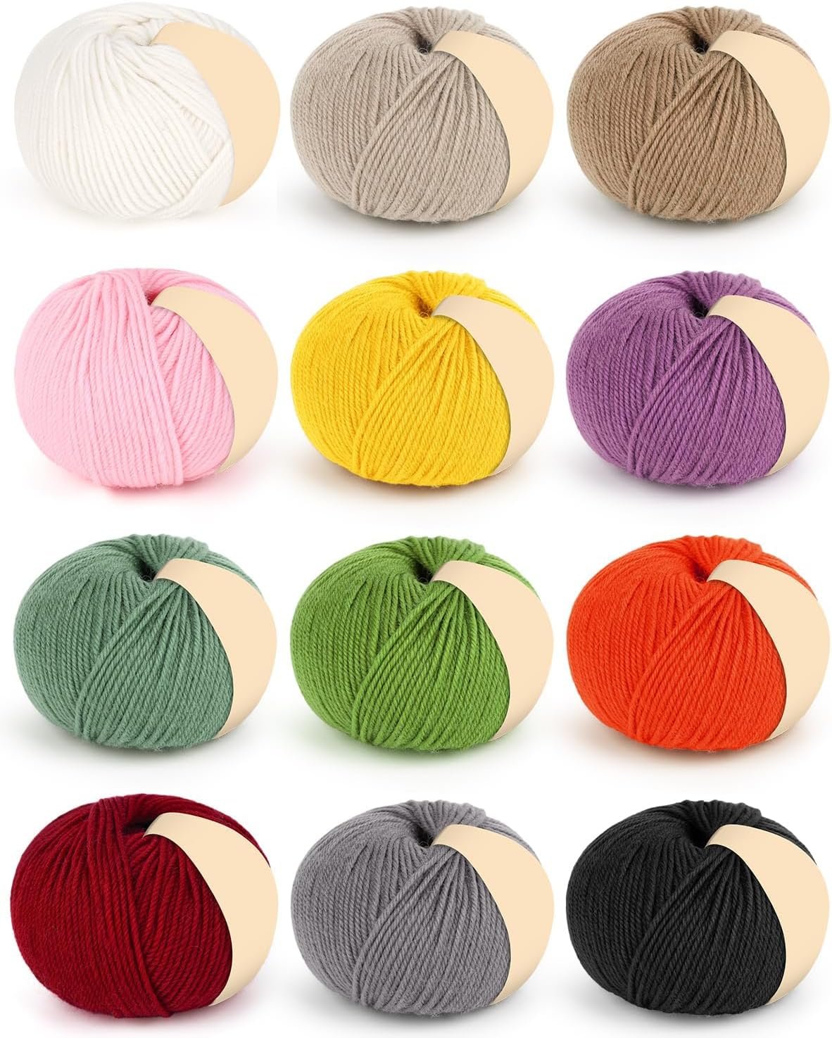 Coopay Wool Yarn for Crocheting & Knitting,12Colors 4-ply #3 DK Weight Yarn