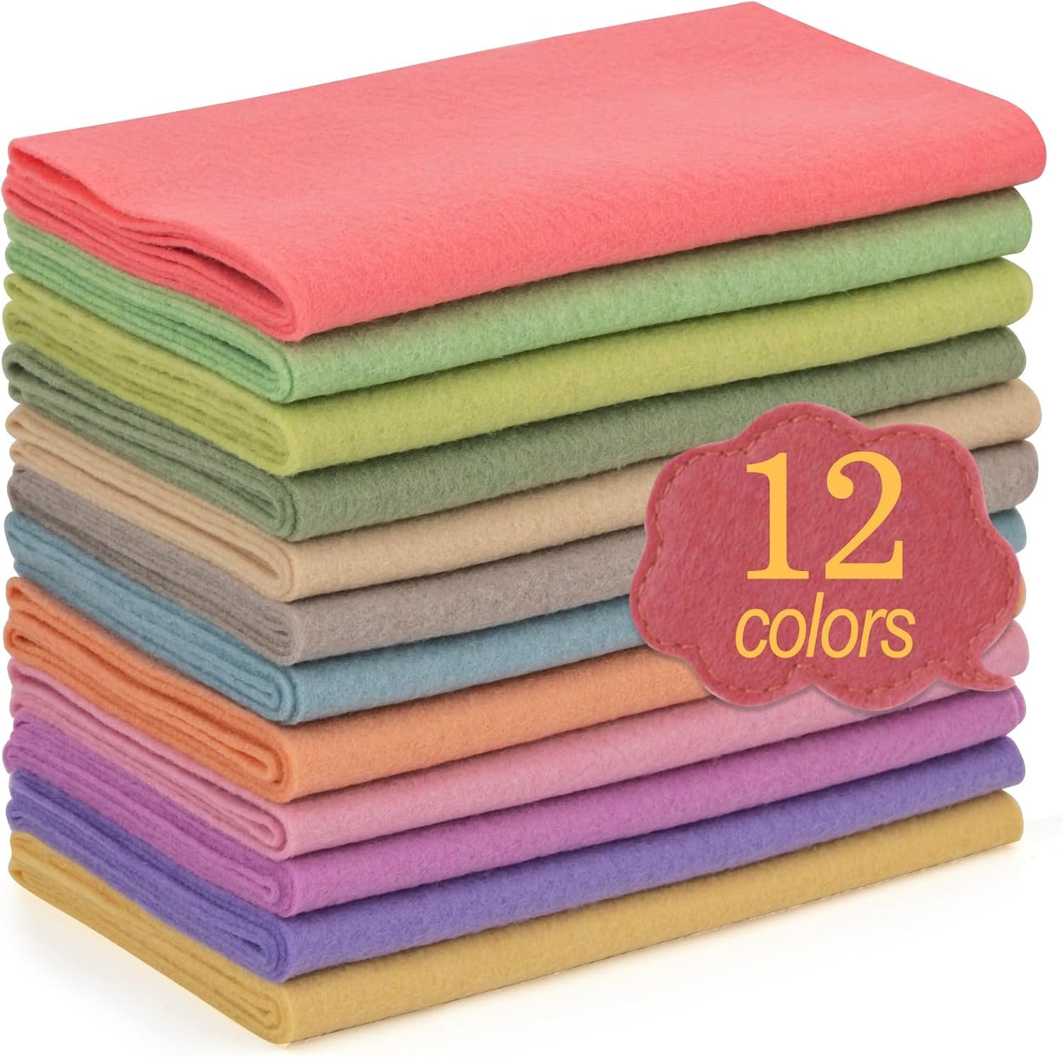 XSEINO 12 Rolls 8″x35″ 1.4mm Thick Soft Felt Fabric Sheet 12 Assorted Morandi Series Colors Felt Pack for DIY Craft Sewing Squares Nonwoven Patchwork