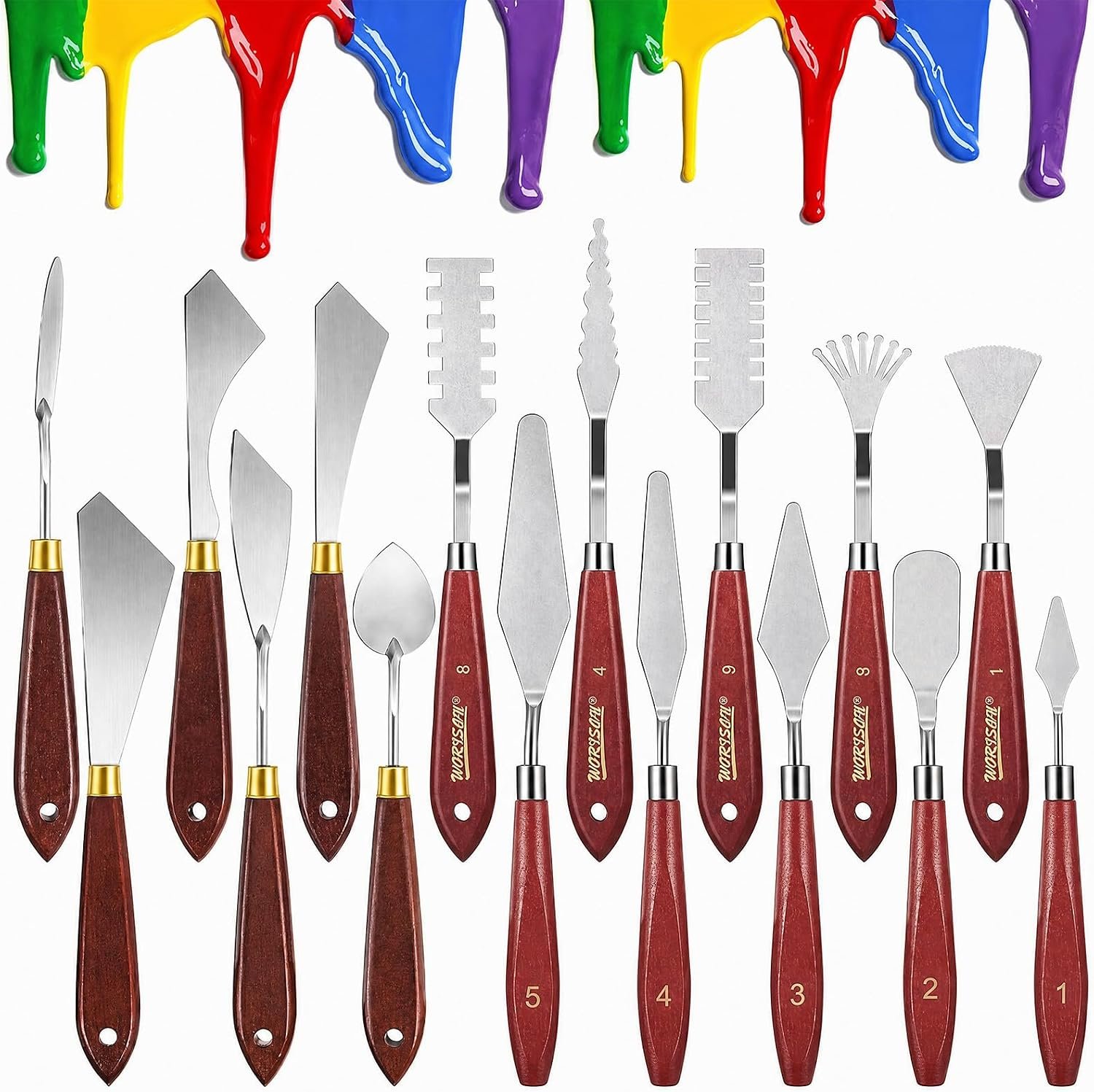 Honoson 16 Pieces Palette Knife Set Stainless Steel Painting Knives Art