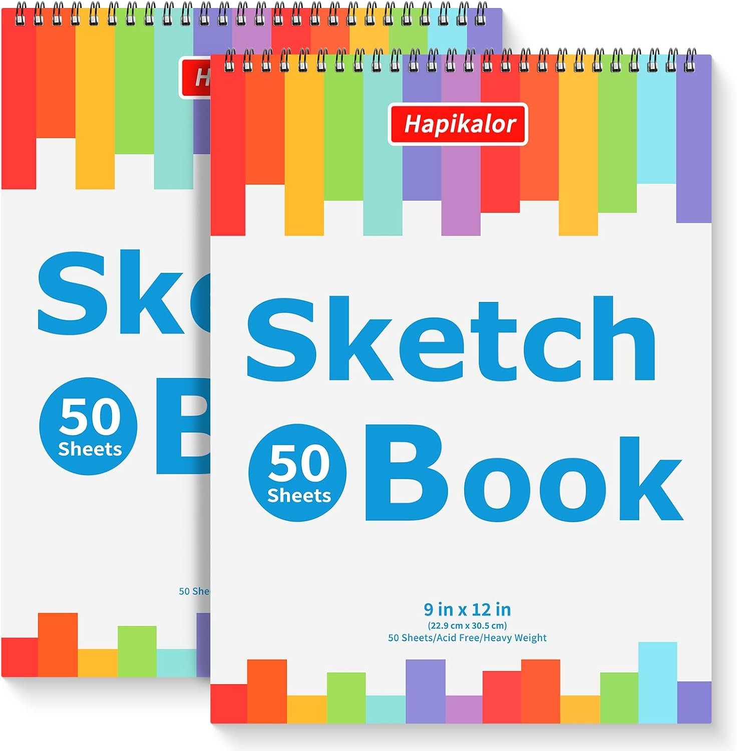 9″ x 12″ Sketch Book, 2-Pack 50 Sheets Spiral Bound Art Sketchbook Notebook