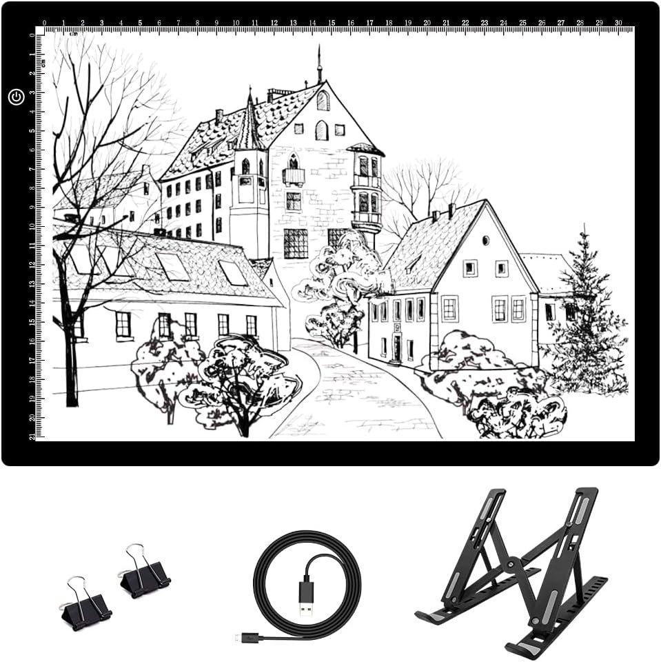 A4 Ultra-Thin Portable LED tracing Light Box Dimmable Brightness LED Art Tracing Pad USB-C Power for Artist Drawing Sketching Animation Stencilling and 5d Diamond Painting (Black, A4)