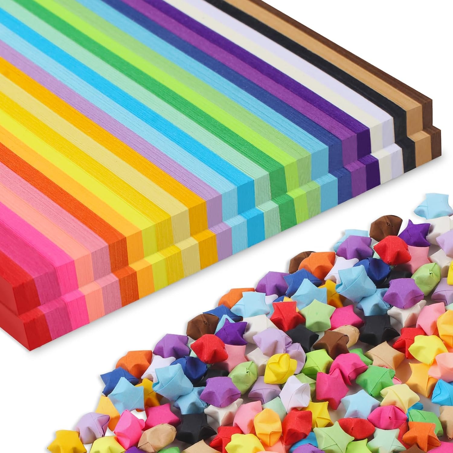 Phinus 2060 Sheets Origami Paper, 27 Assortment Colors Double Sided Star Paper Strips, 8.5 x 0.4 Inch Lucky Origami Star Paper Strips for DIY Hand Art Crafts