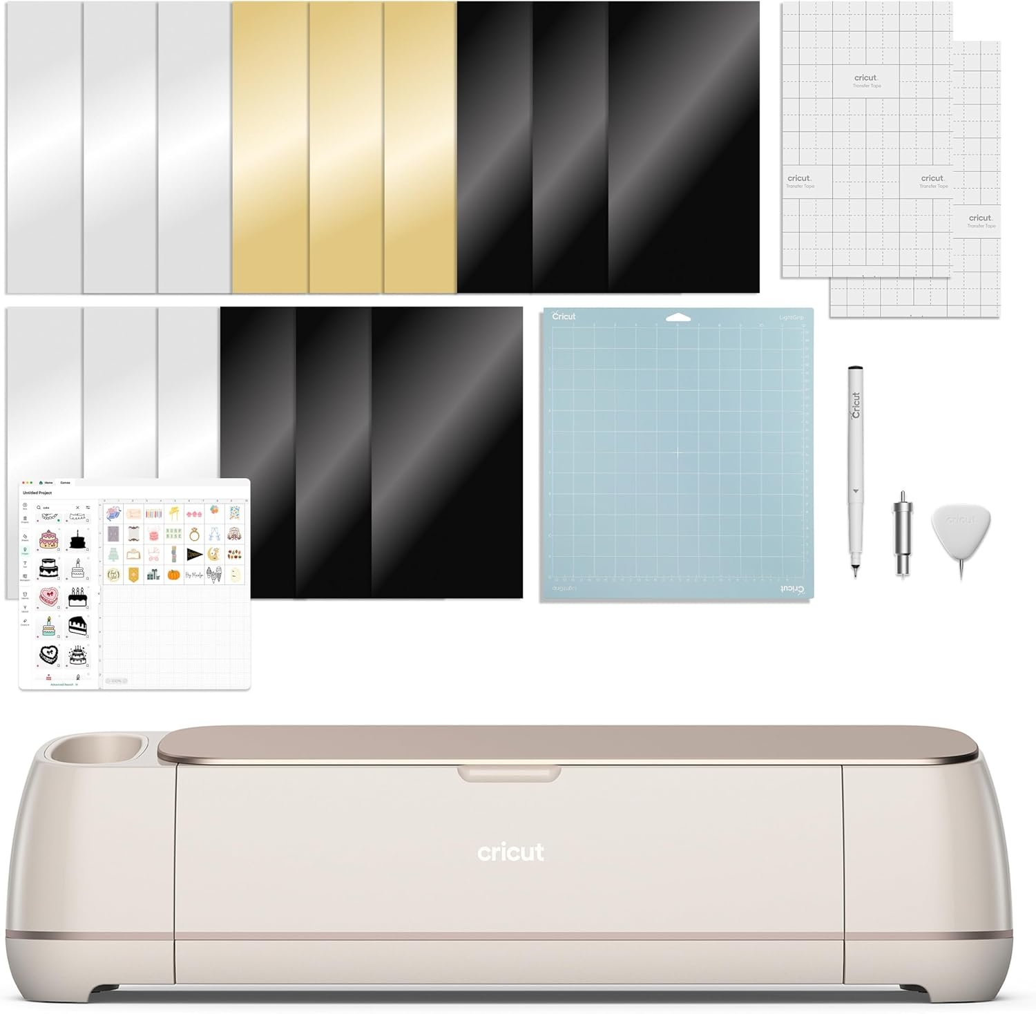 Cricut Maker 4 – Smart Cutting Machine (Seashell) | Digital Content Bundle