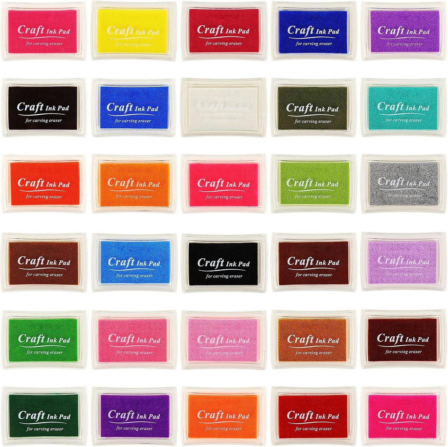 Jexine 30 Colors Stamp Pad Washable Stamp Ink Pad Craft for Kids