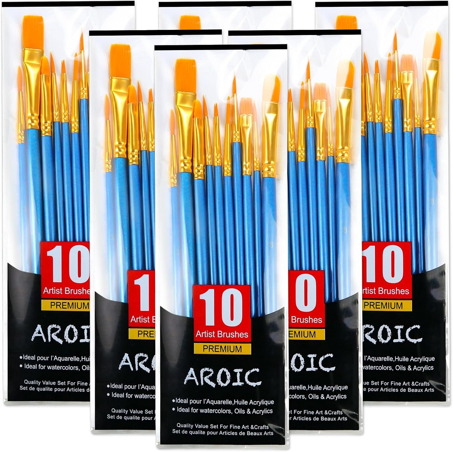 AROIC 60 Pcs Paint Brushes, Acrylic Paint Brush Set for Oil & Watercolor