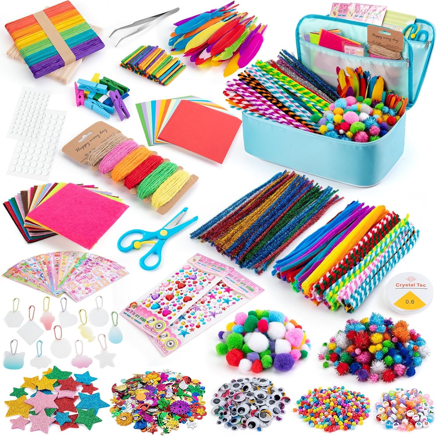 Sundaymot Arts and Crafts Supplies for Kids, 2000+Pcs DIY Craft Kits