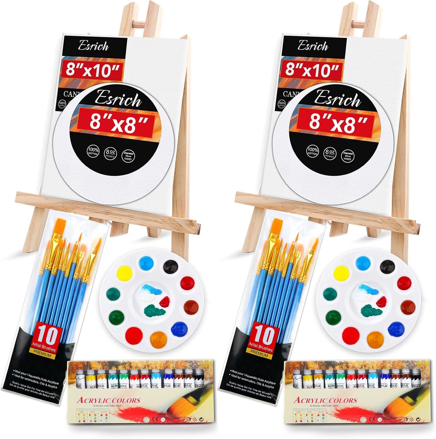 ESRICH Acrylic Paint Canvas Set, 52 PCS Painting Supplies Kit