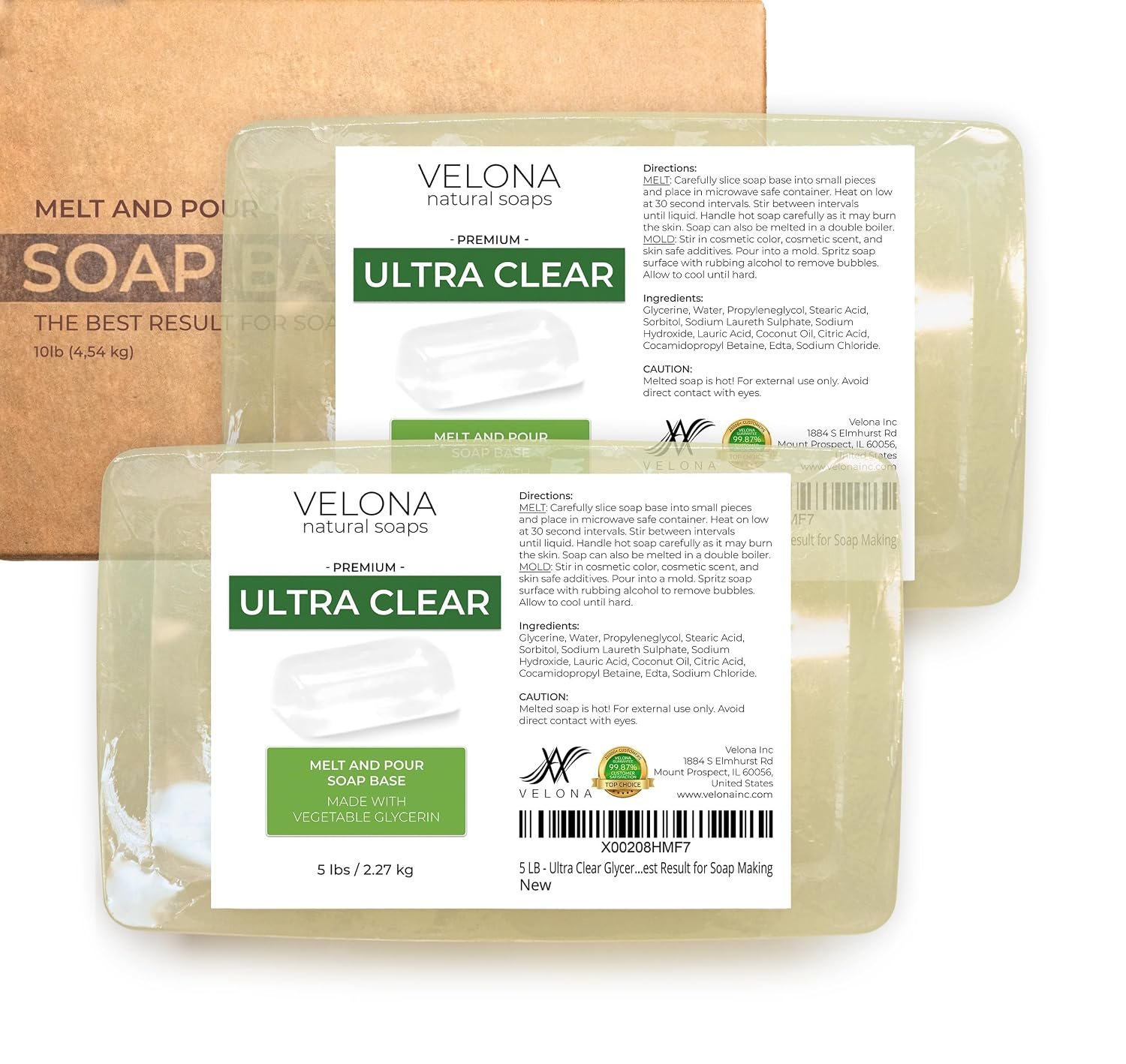 velona 10 lb – Ultra Clear Glycerin Soap Base, Melt & Pour, Transparent