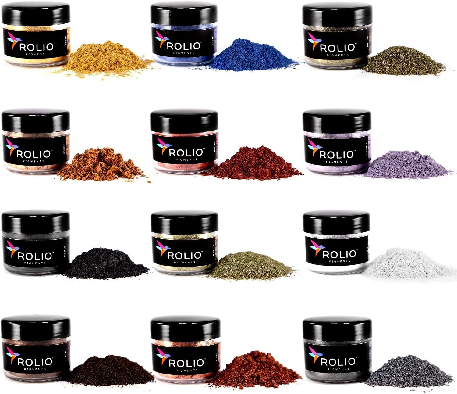 Rolio – Mica Powder Color Pigment Set – Earth Colors, 10g, 12 Jars