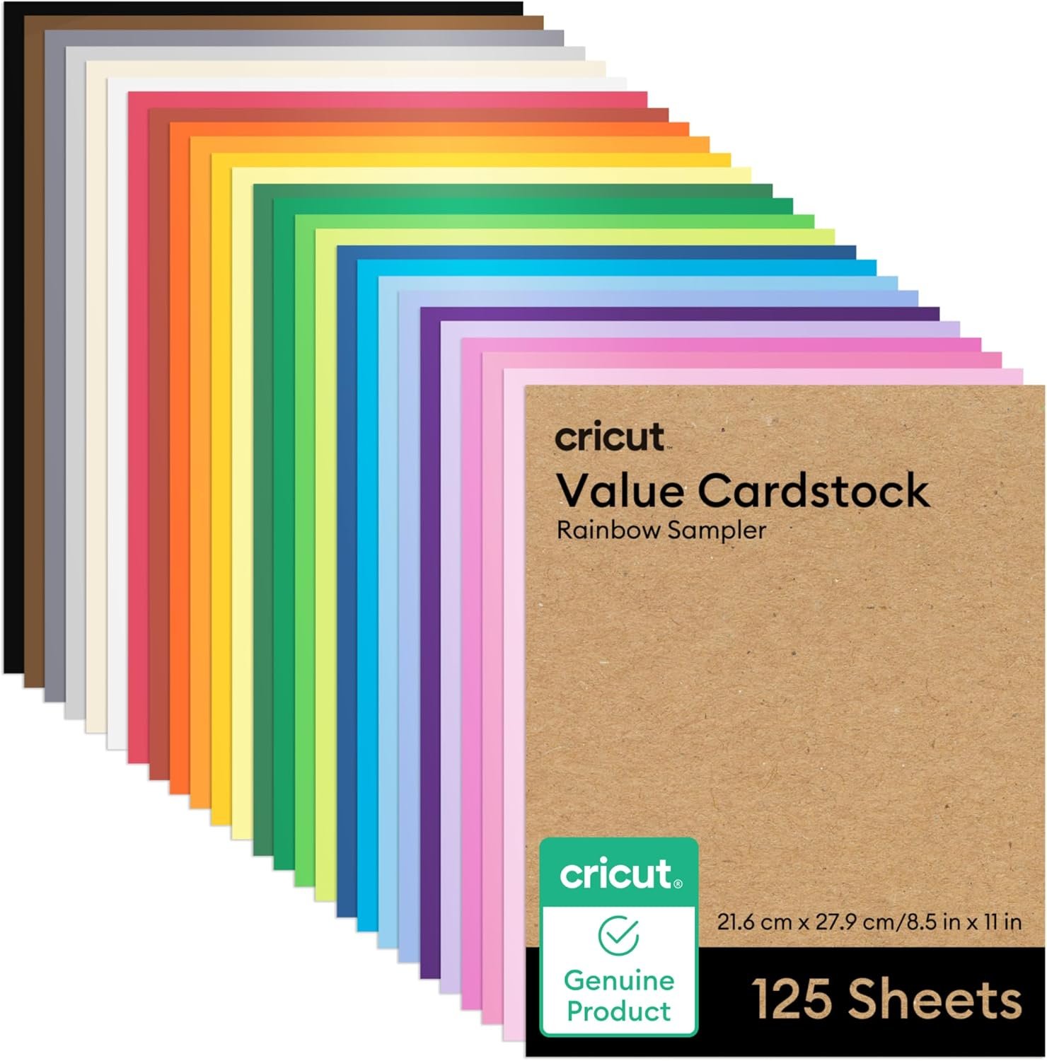 Cricut Value Cardstock Paper, Rainbow Sampler – 125 sheets (8.5″ x 11″)