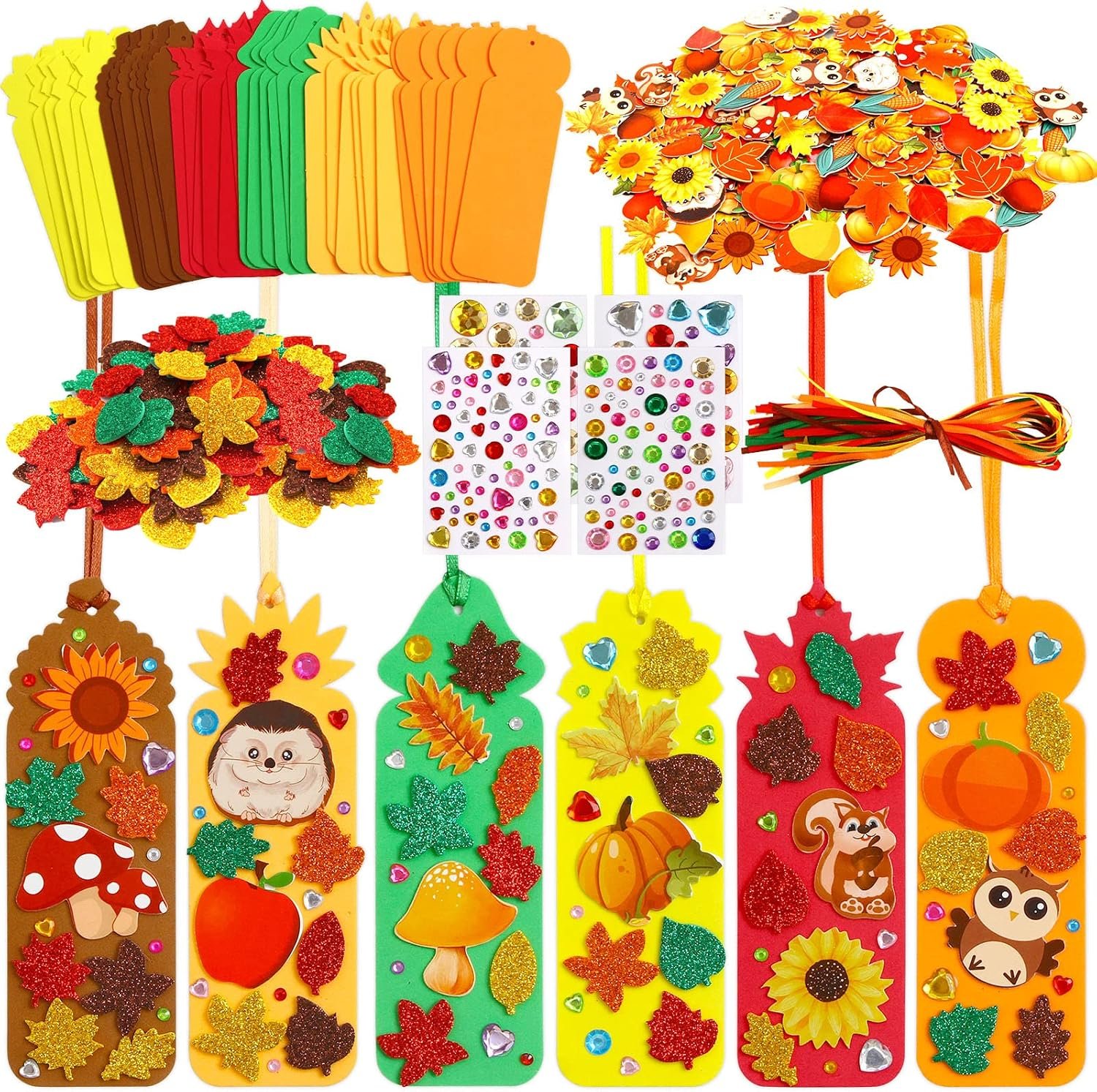Fancy Land Fall Bookmark Craft Kits Thanksgiving Foam Crafts for Kids 36Set