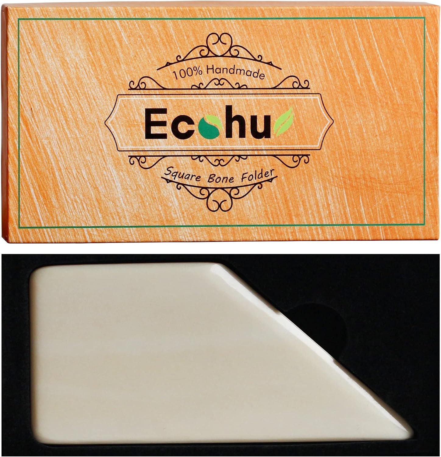 ECOHU Square Bone Folder – Genuine Bone, Paper & Leather Crafts, Card Making, Origami, Bookbinding, Scrapbooking, Non-Scratch, Non-Stick
