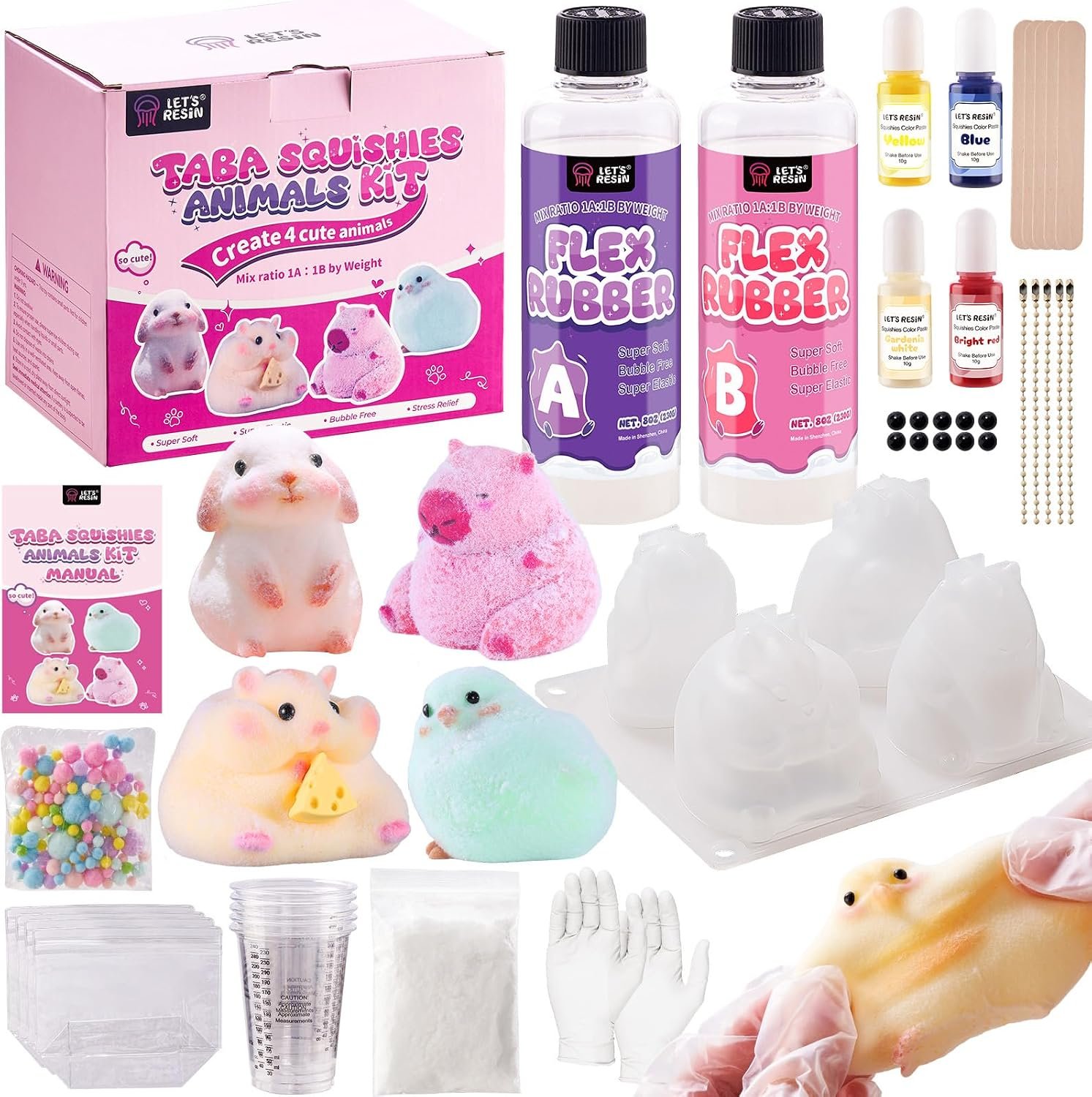 LET’S RESIN Flex Rubber for Taba Squishy Kit, All-in-one Beginner Kit