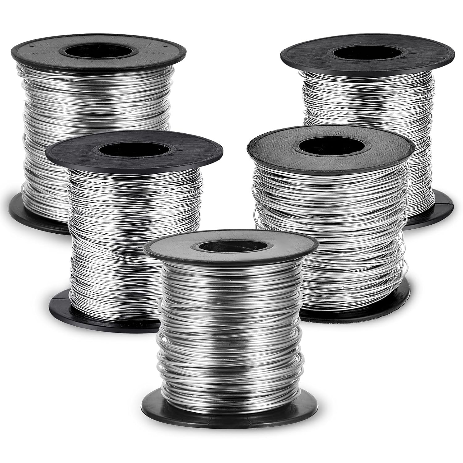 5 Rolls Jewelry Wire for Jewelry Making,18/20/22/24/26 Gauge Silver & Stainless Steel Bendable Tarnish-Resistant Beading Wire for Crafts Engraving Pliers