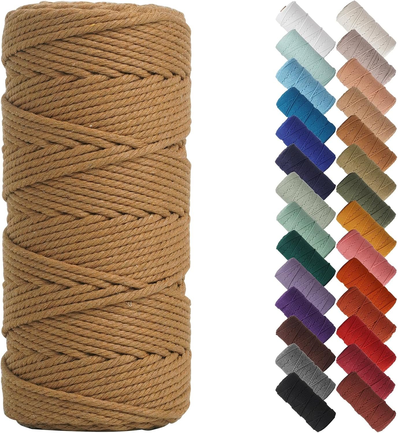 NOANTA Coffee Macrame Cord 3mm x 109yards, Colored Cotton Rope Macrame Yarn