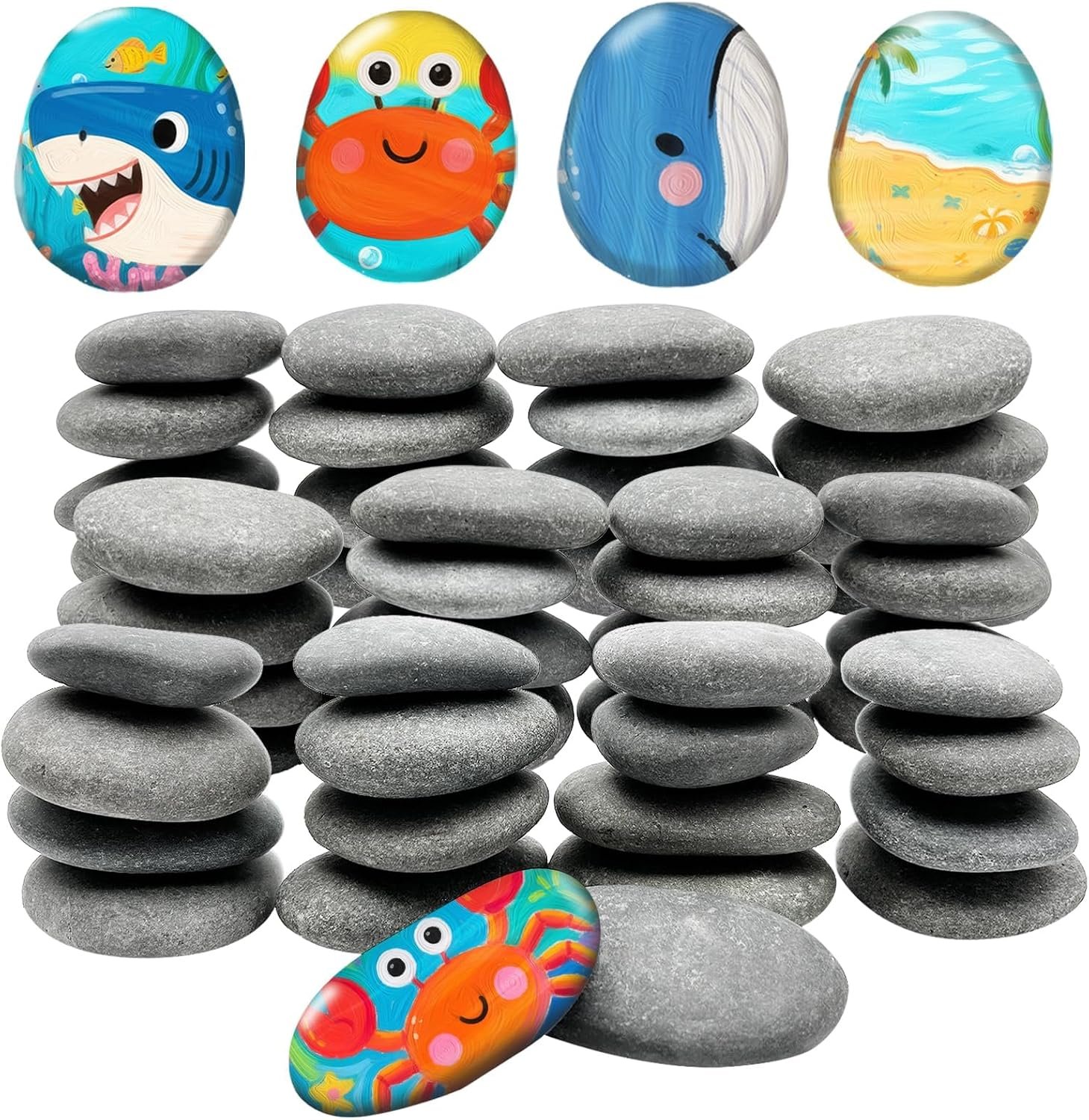 Reeplan 50 Large Rocks for Painting, 2-3 Inch Natural Flat River Stones