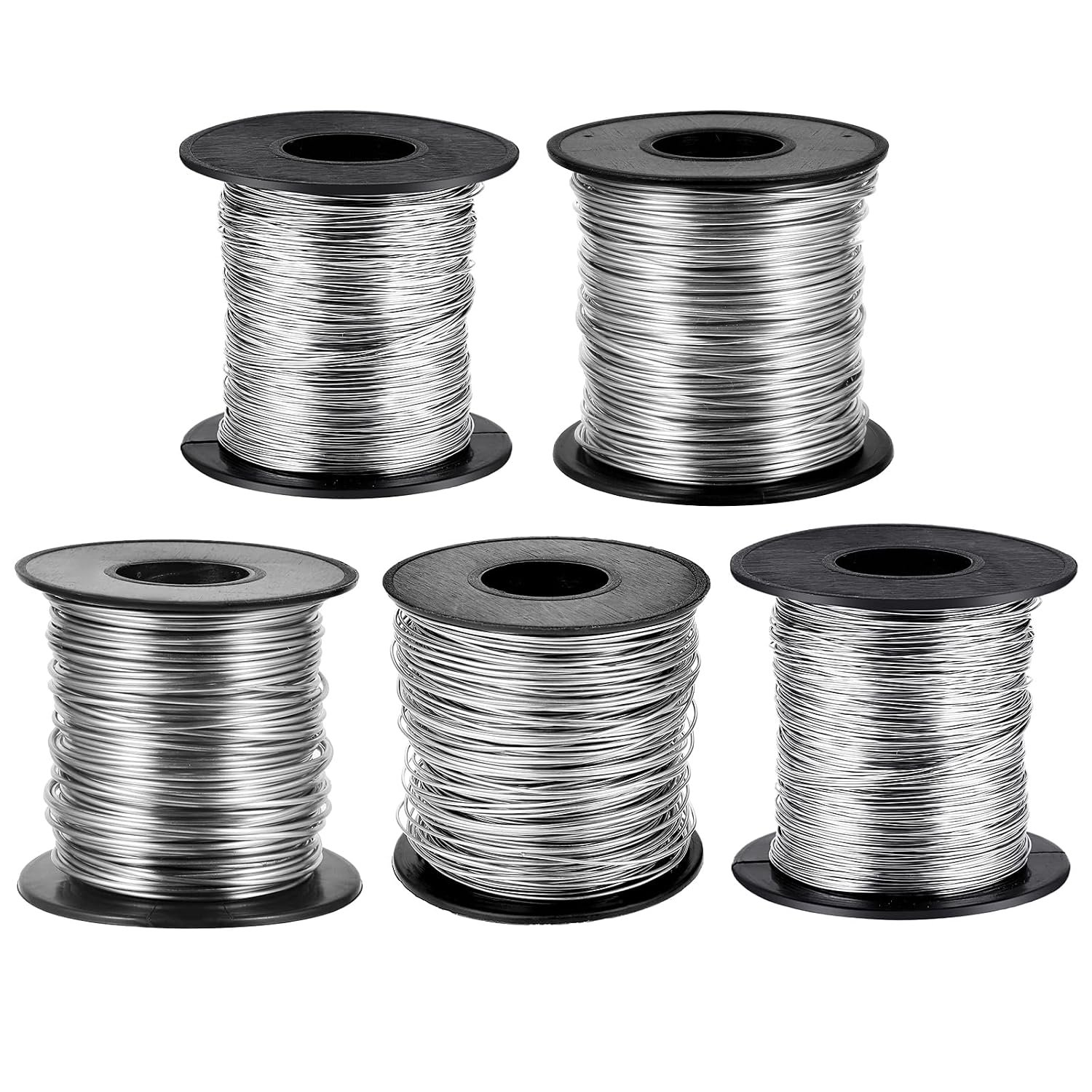 5 Rolls Jewelry Wire for Jewelry Making 18, 20, 22, 24, 26 Gauge Stainless Steel Silver Wire Kit Beading Bendable Craft Wires Tarnish Resistant Beading Wires for Making Crafts