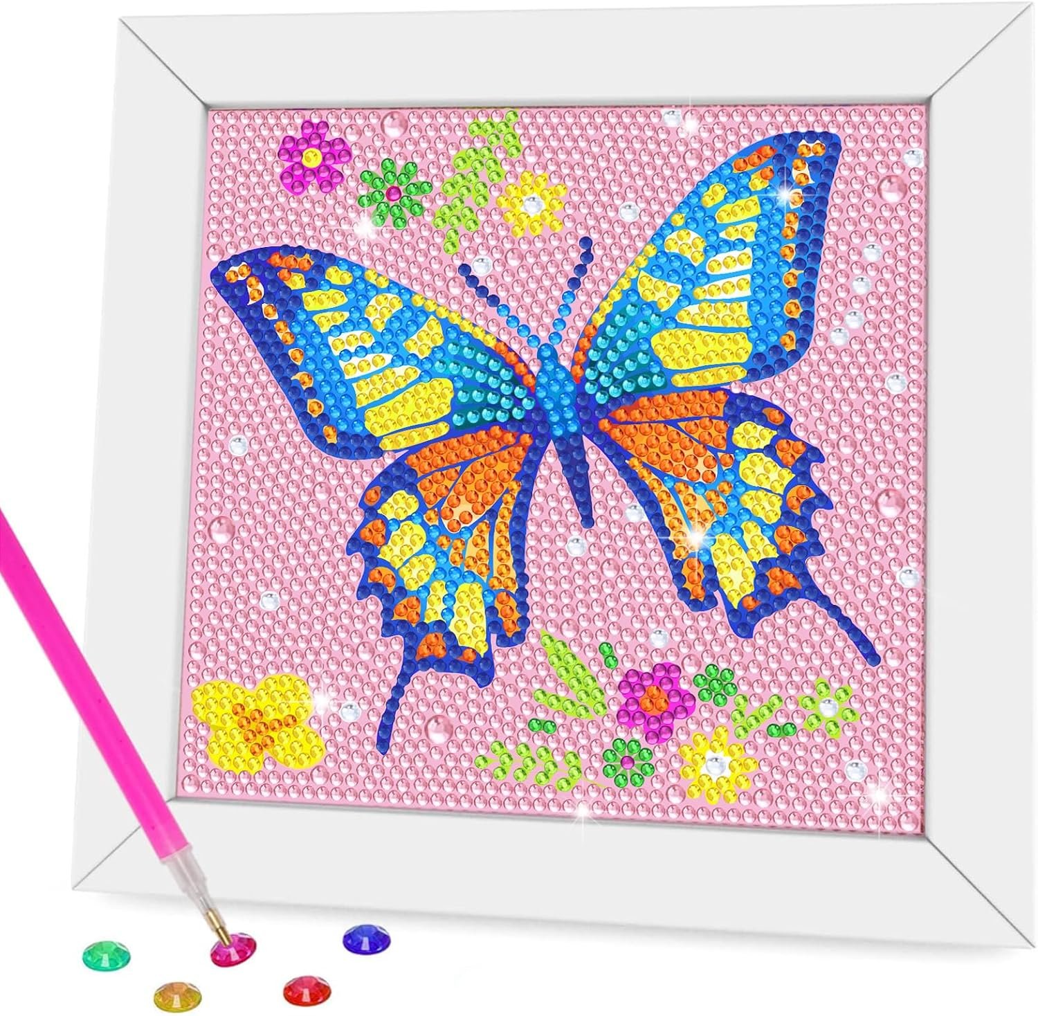 Diamond Art Kits for Kids – Crafts for Girls 8-12 – Diamond Art Painting with Wooden Frame – Arts and Crafts for Kids Ages 4-6 8-10 – GEM Art Supplies Dots for Adult Beginners Home Wall Decor Gifts