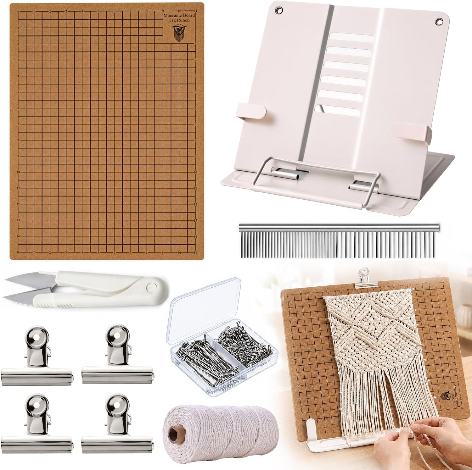 110 Pcs 12×16 in Macrame Board and Pins Kit for Bracelet Knotting Creations
