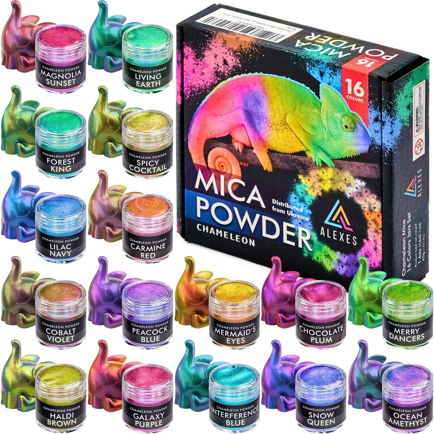 Chameleon Mica Powder for Resin Coloring – 16 Colors Resin Powder Set