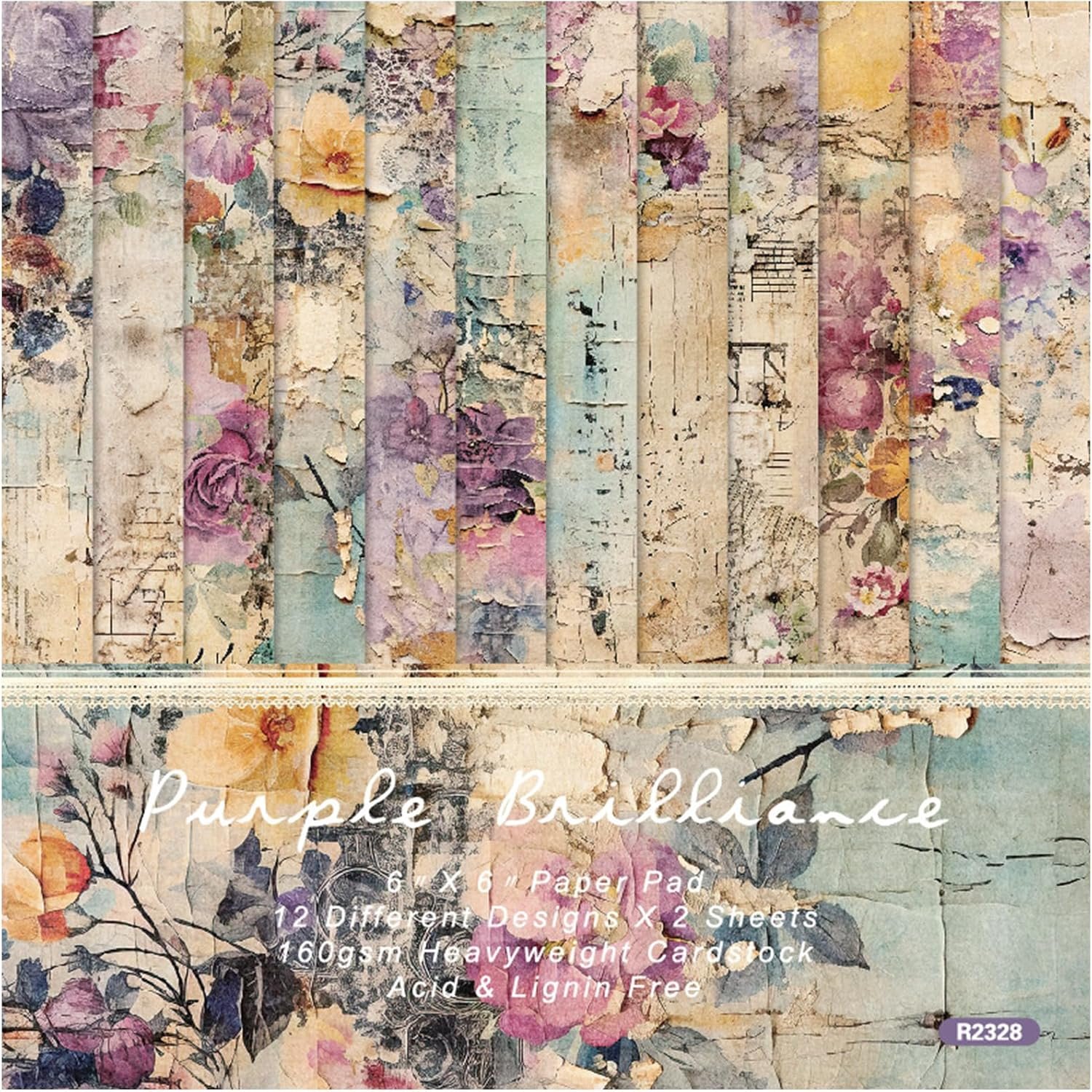 Vintage Floral Scrapbook Paper Pad – Flower Patterned Paper Pads, 6×6 Single-Sided Art Junk Journal Scrapbooking Paper Supplies for Card Making Cottagecore Picture Collage