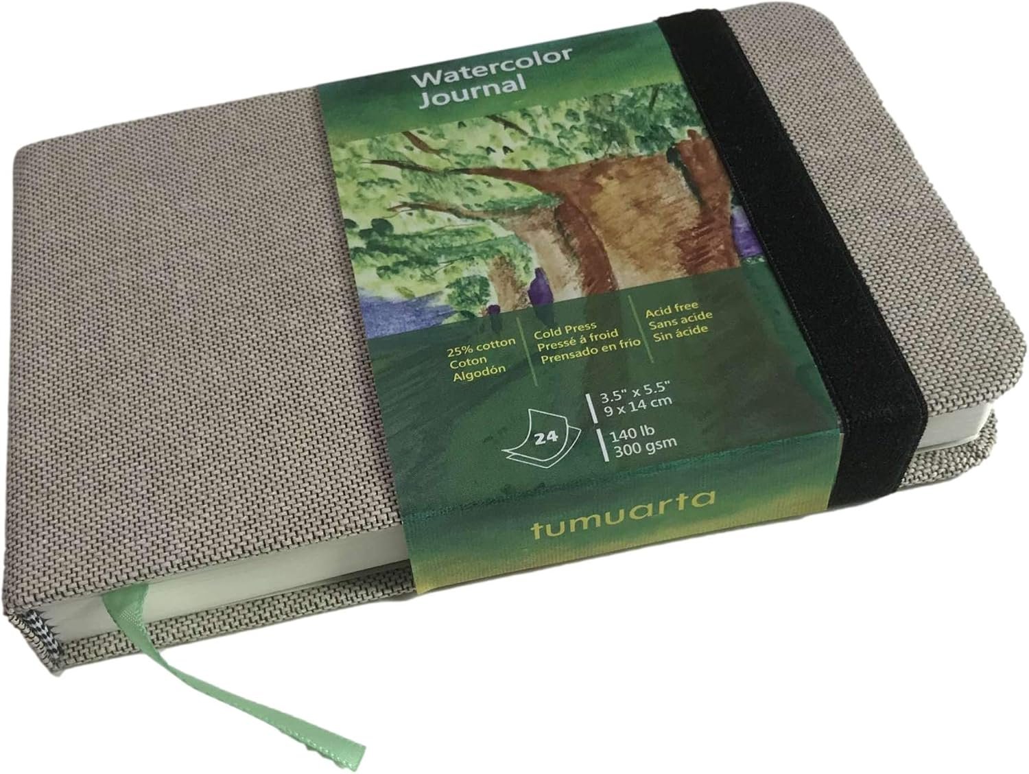 tumuarta Watercolor Journal 3.5 x 5.5, 140lb/300gsm Cold Press Cotton Paper, 24 Sheets/48 Pages, Lay-Flat Hardcover Watercolor Paper Sketchbook for Travel & Mixed Media