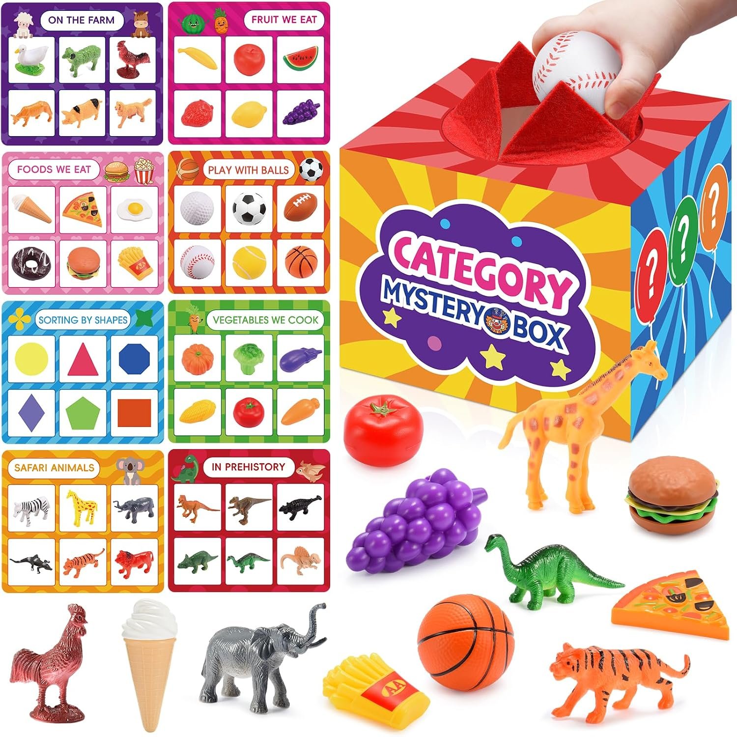 Montessori Sensory Toys for 3-8 Year Olds | 58-Piece Learning & Sorting Games with Mystery Box | Preschool Activities & Speech Therapy Gifts | Easter Basket Stuffers, Birthday Gifts for Boys & Girls