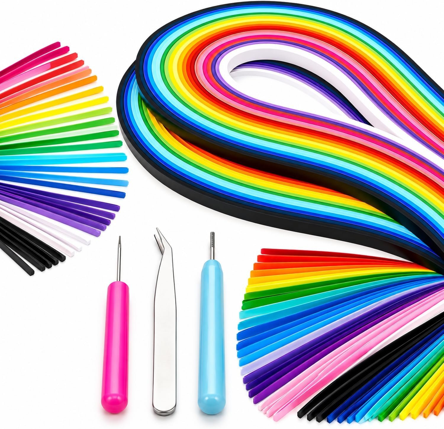 Enenes Paper Quilling Strips Kit 1300 PCS, 3 Tools, 26 Colors, 4 Widths