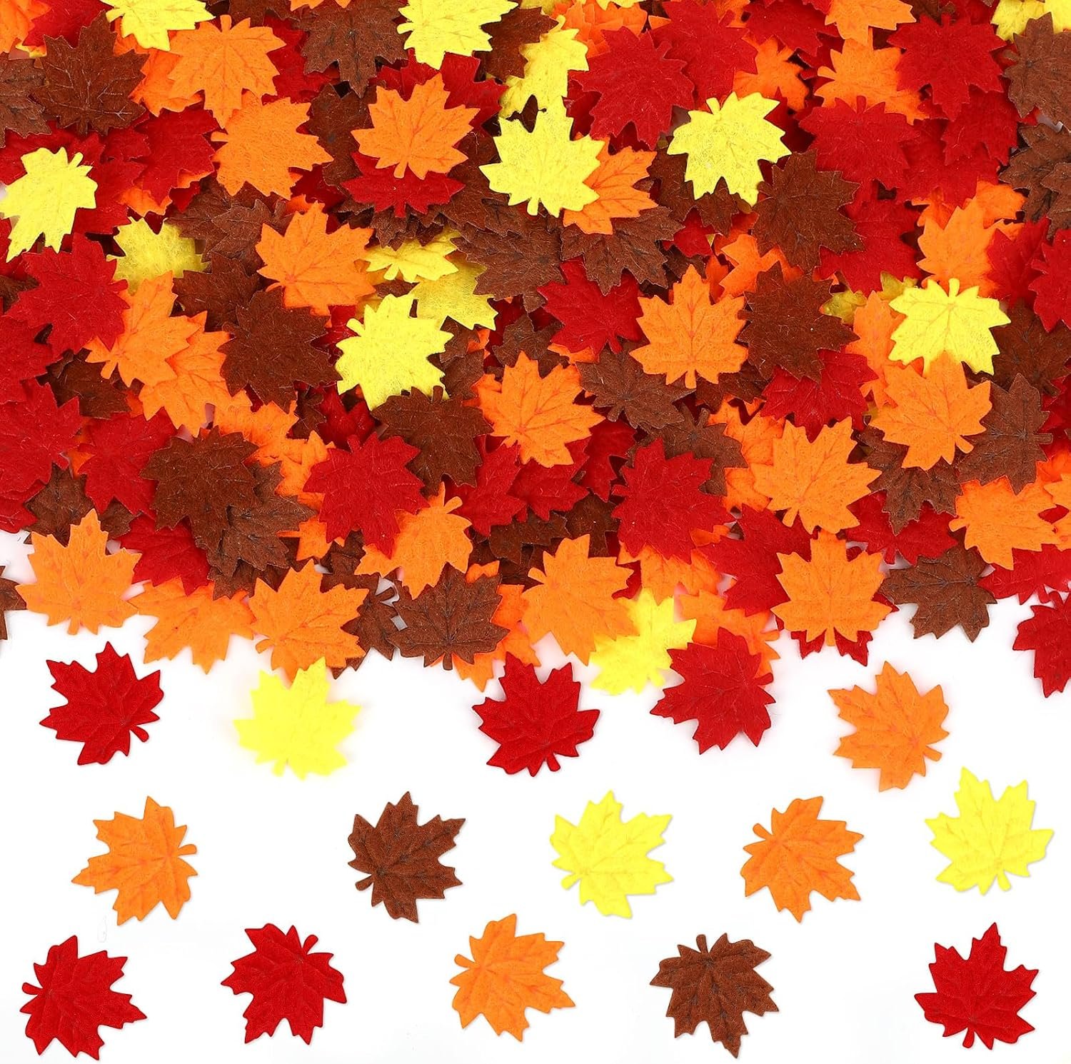 MARFOREVER 500 Pcs Fall Felt Maple Leaf Confetti Fall Art Crafts Supplies