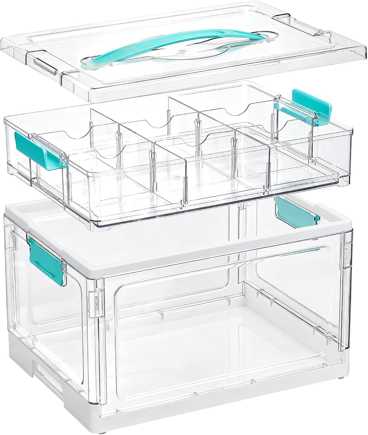 Vtopmart 32 QT Clear Craft Organizer with Removable Divider Tray, 1 Pack
