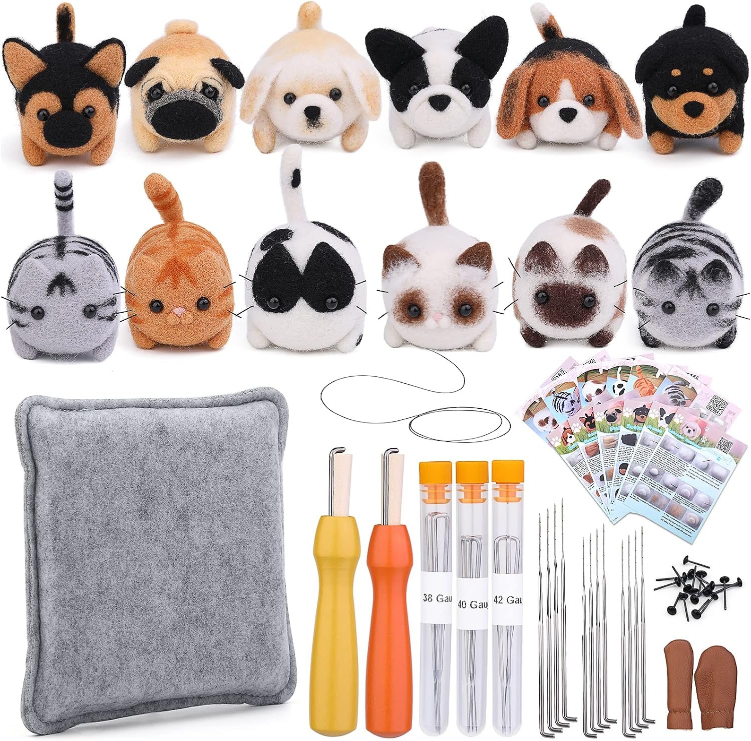 Mayboos Needle Felting Kit, 12 Pcs Doll Making Needle Felting Starter Kit